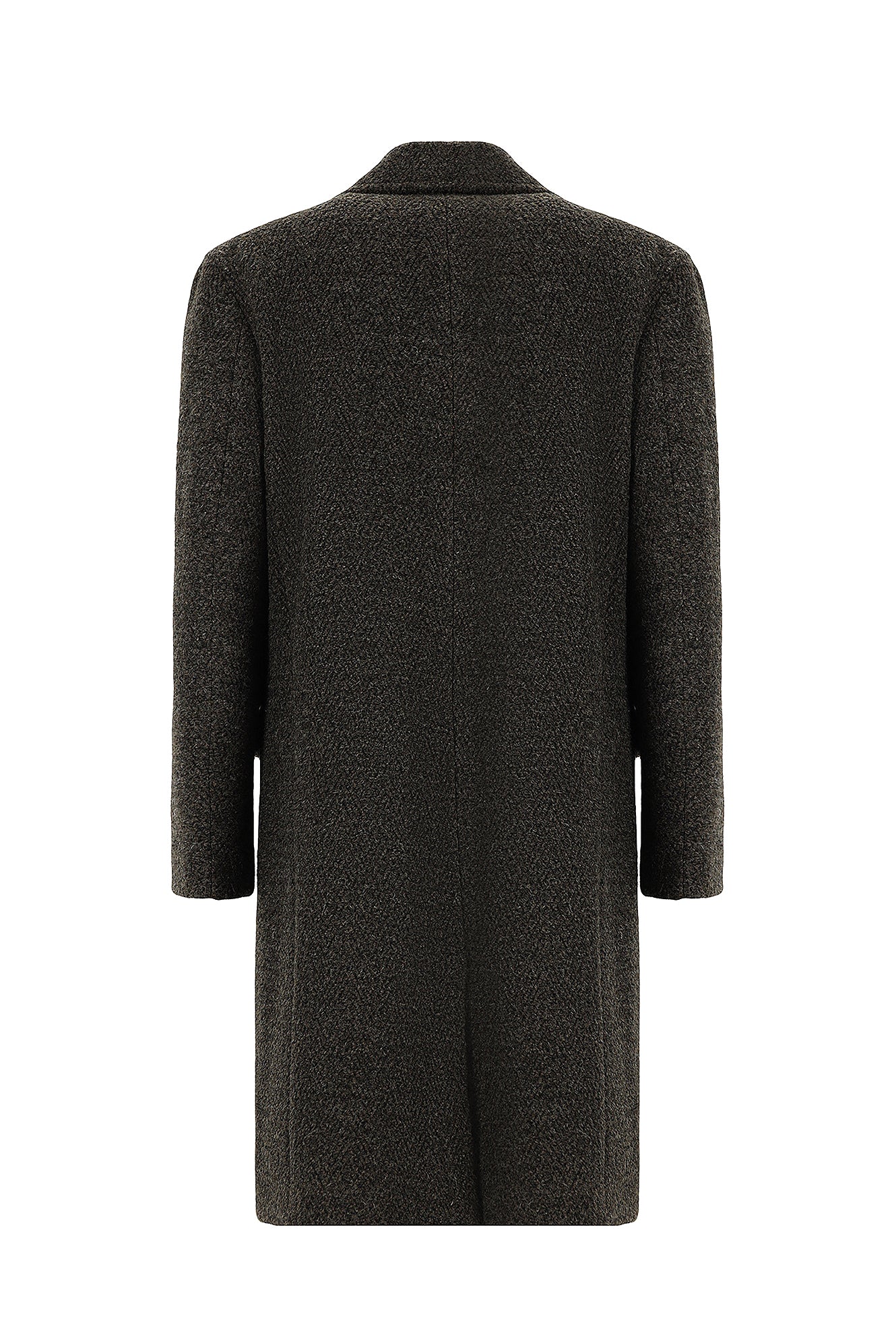 Acı Kahve Oversize Ekstra Rahat Kesim Desenli Yünlü Kruvaze Palto