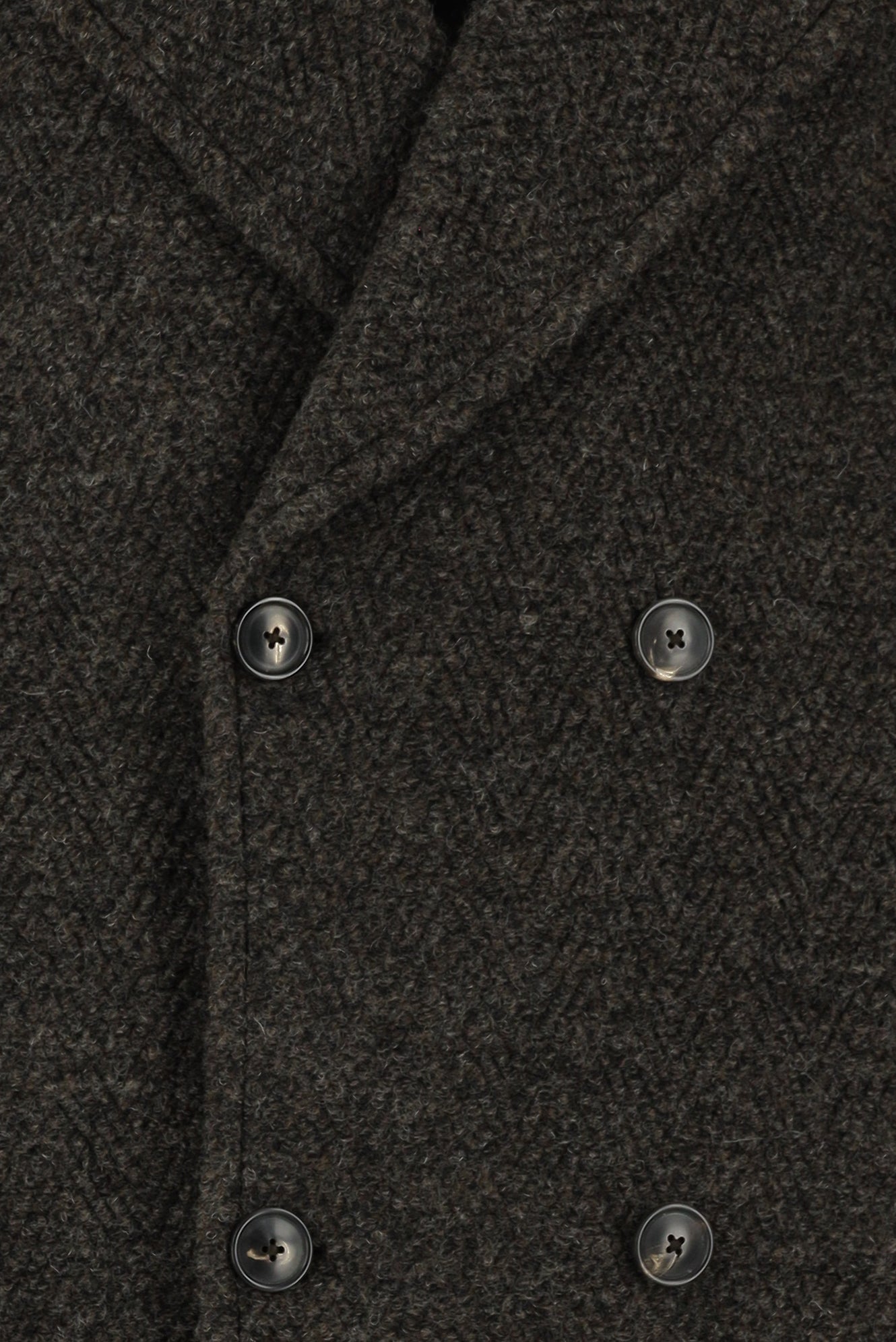 Acı Kahve Oversize Ekstra Rahat Kesim Desenli Yünlü Kruvaze Palto