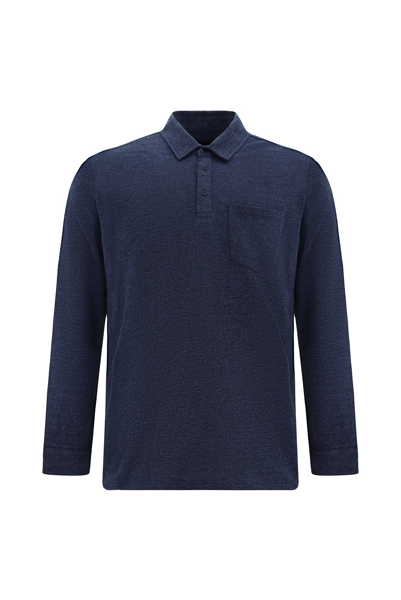 İndigo Polo Yaka Regular Fit Merserize Pamuk Sweatshirt