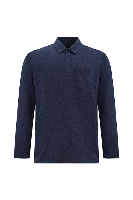 İndigo Polo Yaka Regular Fit Merserize Pamuk Sweatshirt