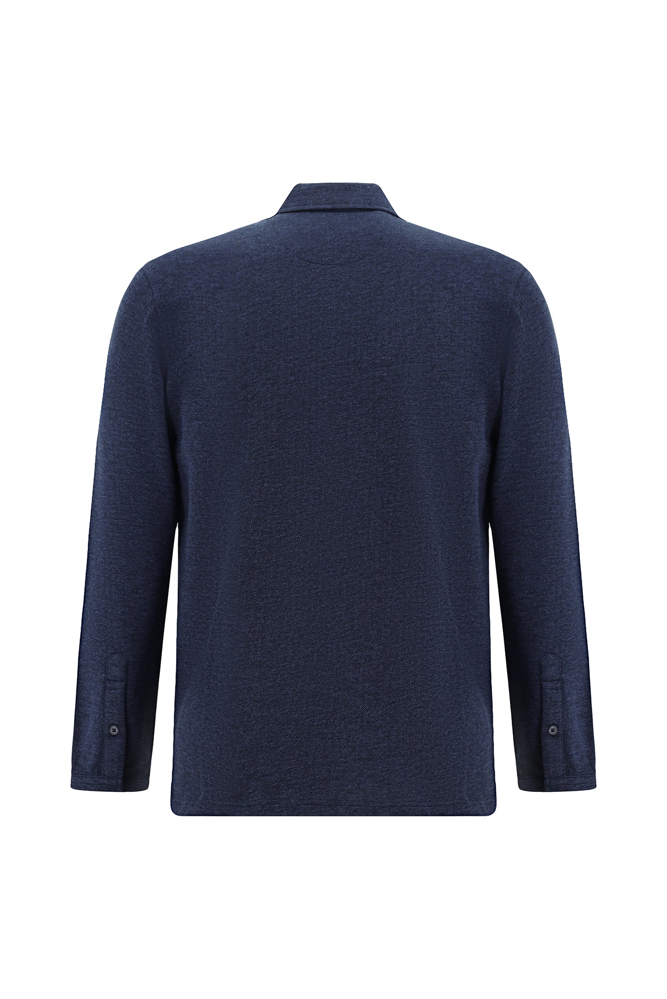 İndigo Polo Yaka Regular Fit Merserize Pamuk Sweatshirt