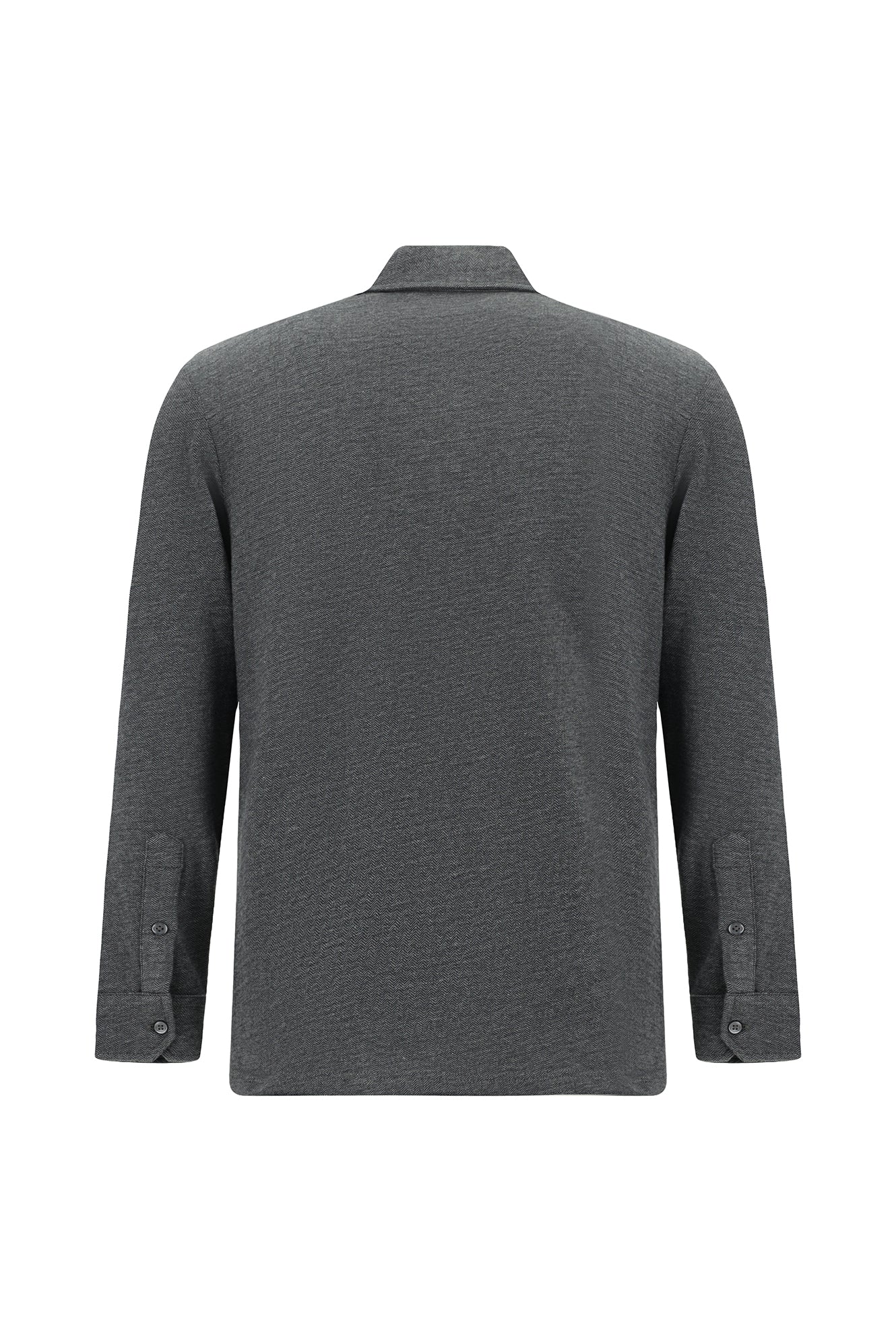 Koyu Antrasit Melanj Polo Yaka Regular Fit Merserize Pamuk Sweatshirt