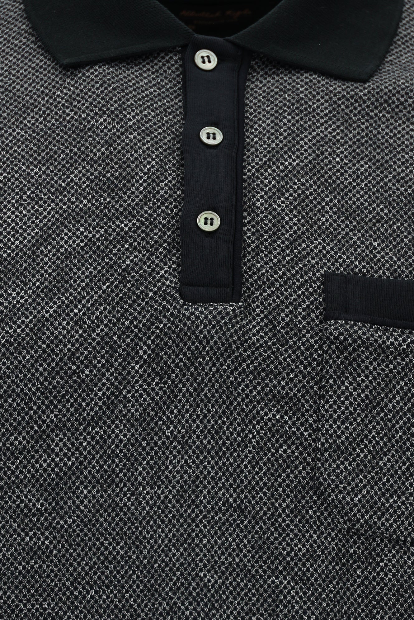 Koyu Lacivert Polo Yaka Regular Fit Desenli Cepli Pamuklu Sweatshirt