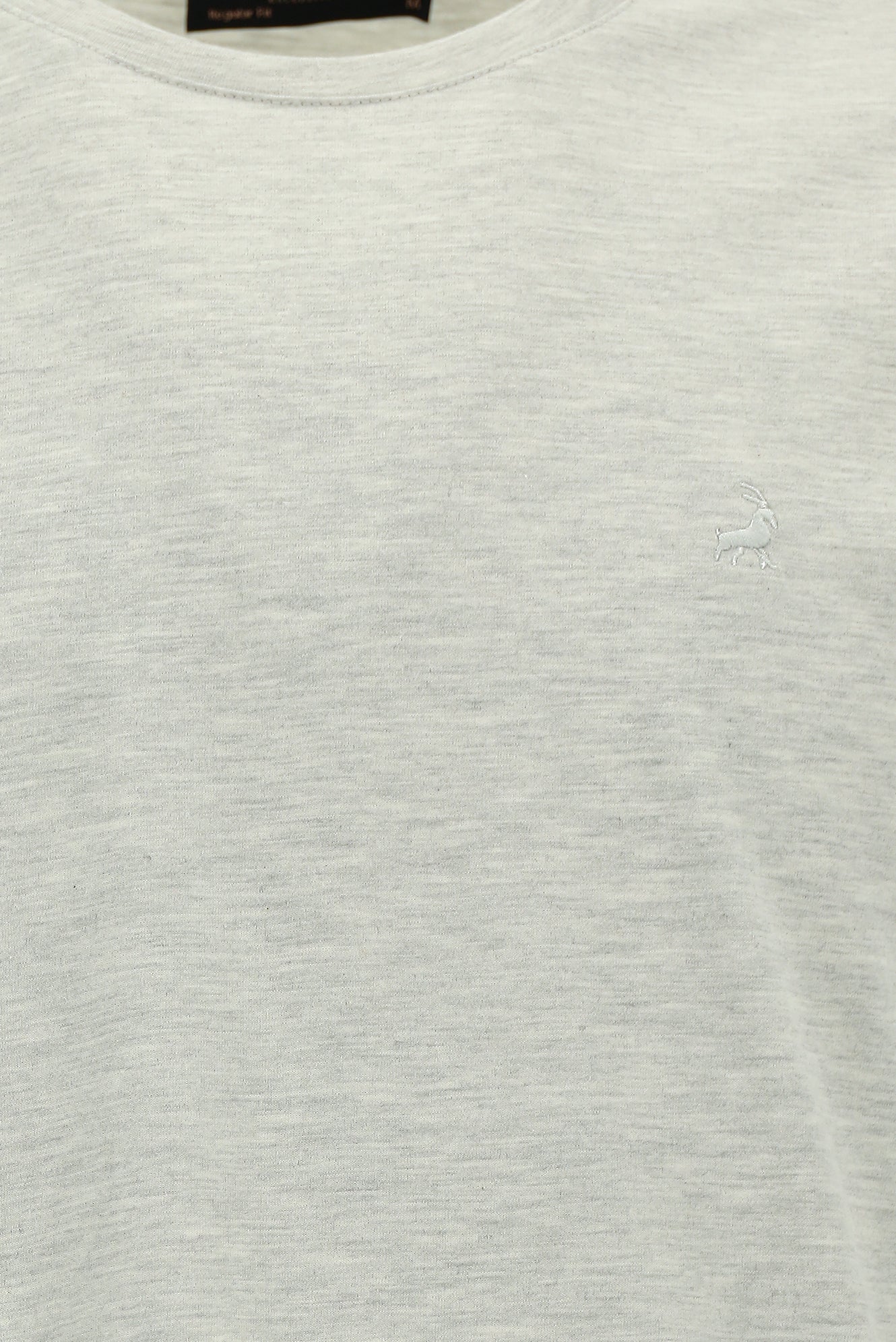 Açık Gri Melanj Bisiklet Yaka Regular Fit Nakışlı Pamuk Sweatshirt