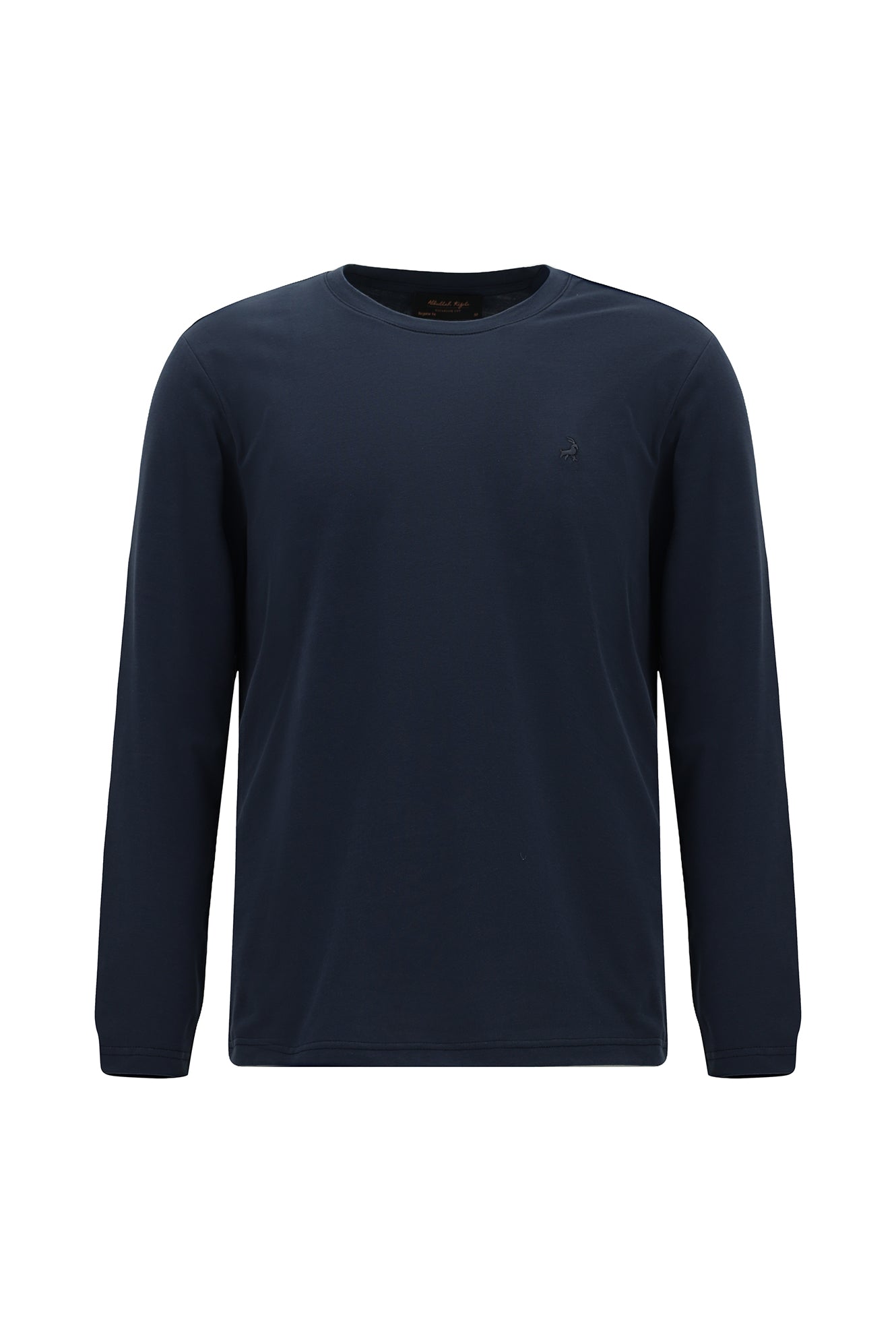 Koyu Lacivert Bisiklet Yaka Regular Fit Nakışlı Pamuk Sweatshirt