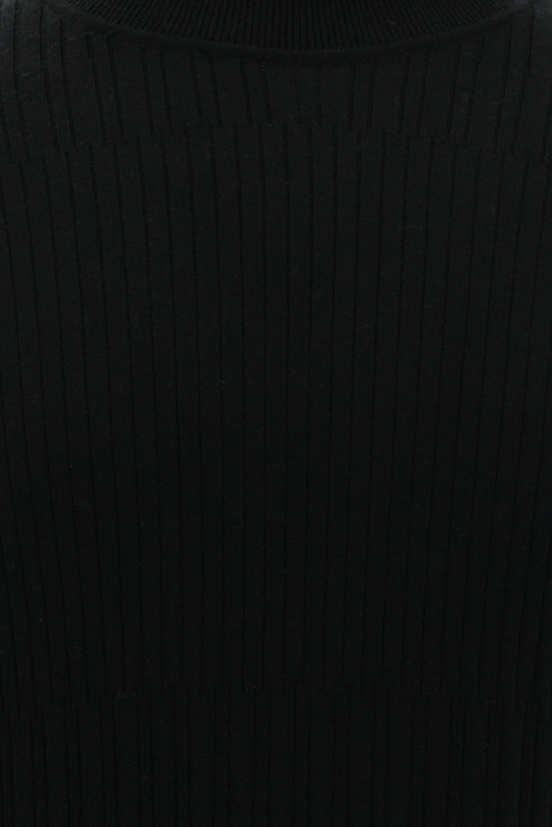 Siyah Balıkçı Yaka Regular Fit Desenli Yünlü Triko Kazak