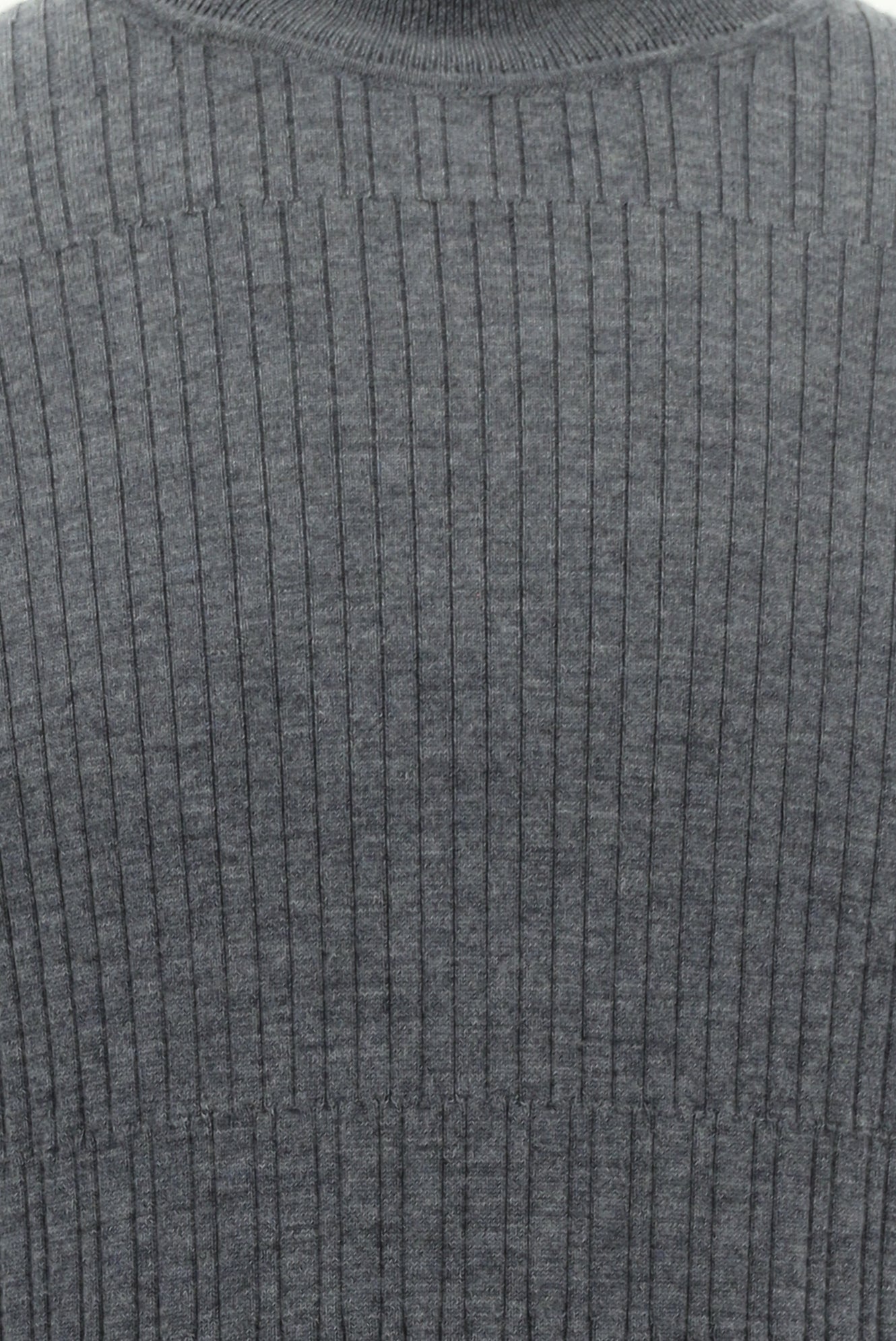 Orta Gri Melanj Balıkçı Yaka Regular Fit Desenli Yünlü Triko Kazak