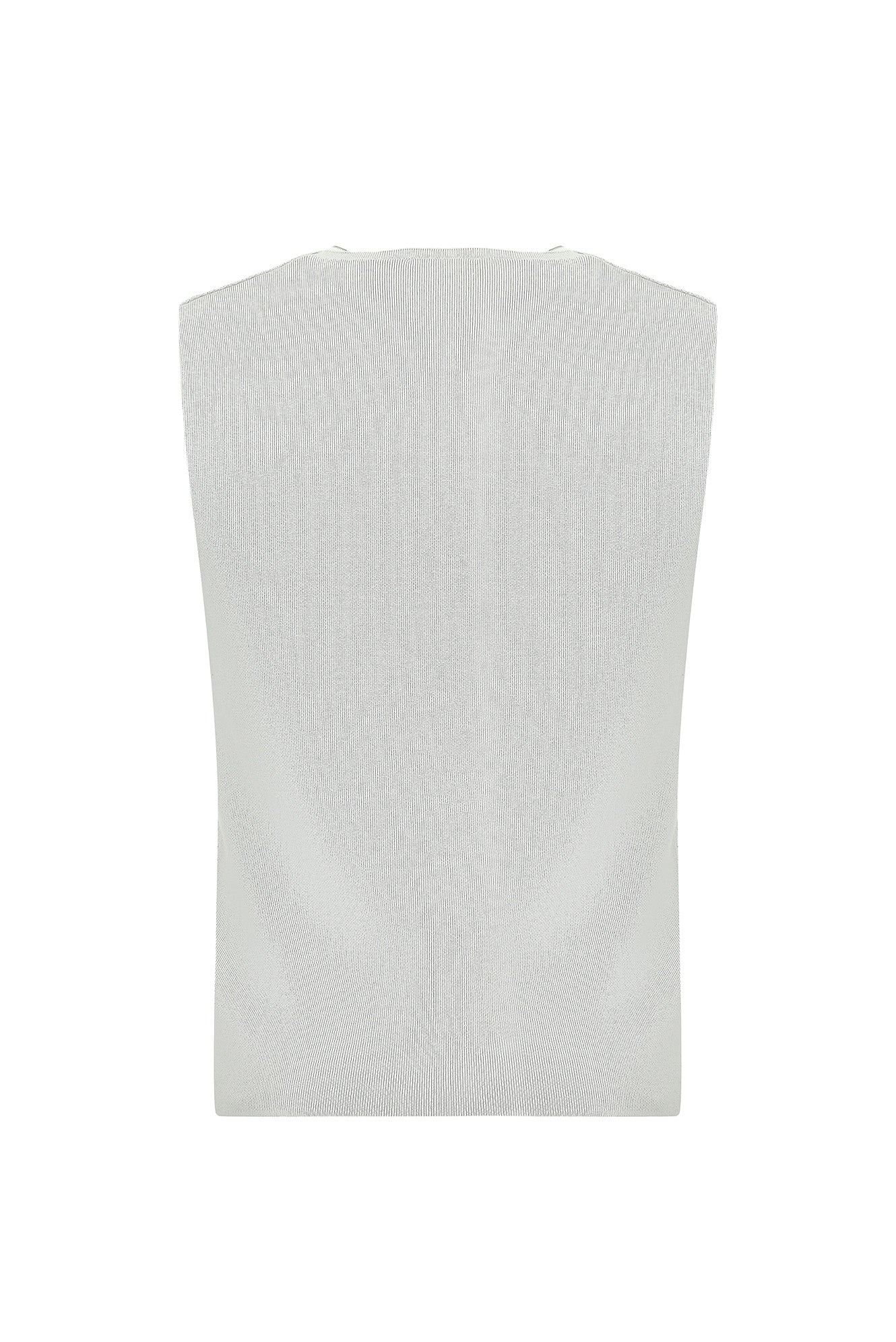 Açık Gri Melanj Desenli Yünlü Triko Yelek