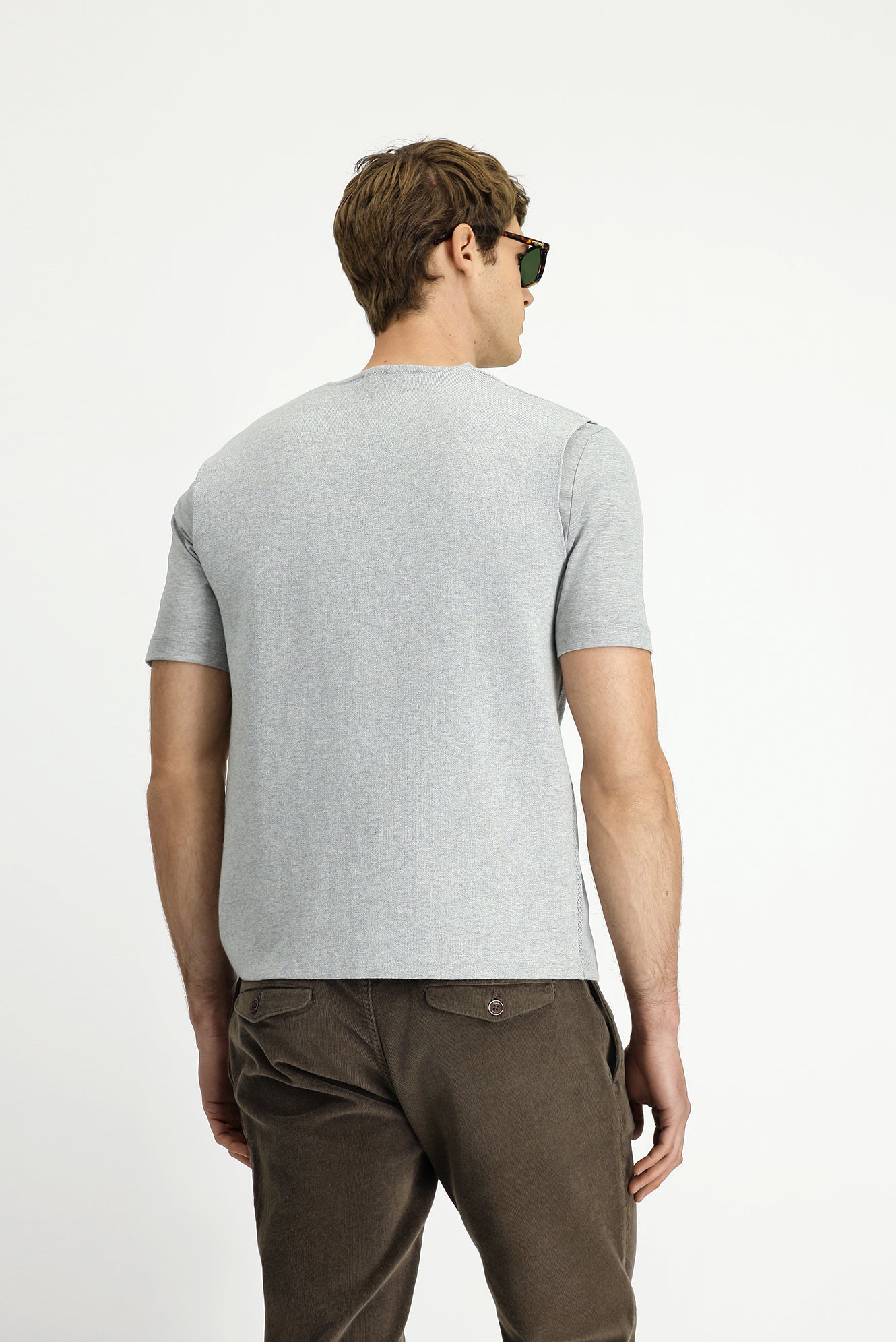 Açık Gri Melanj Desenli Yünlü Triko Yelek