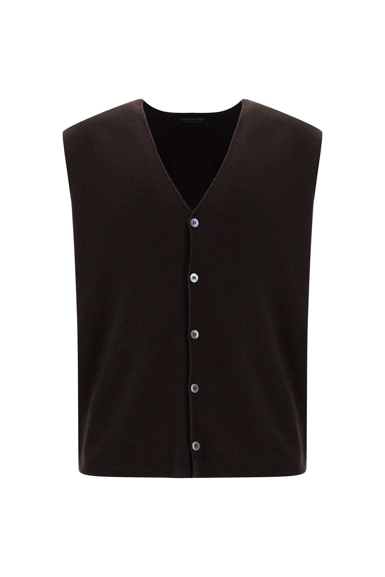 Koyu Kahve Desenli Yünlü Triko Yelek