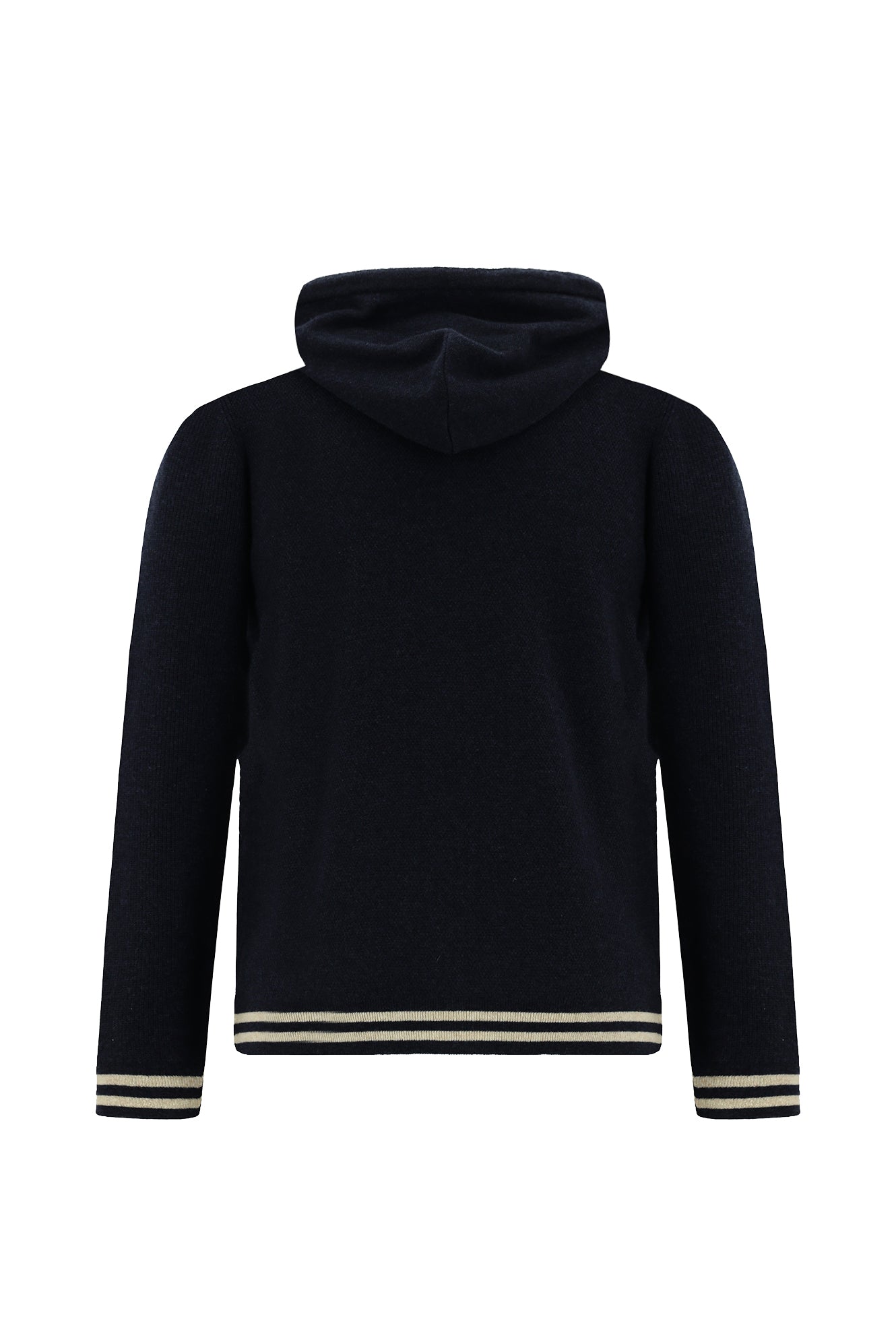 Koyu Lacivert Kapüşonlu Fermuarlı Yünlü Triko Hırka