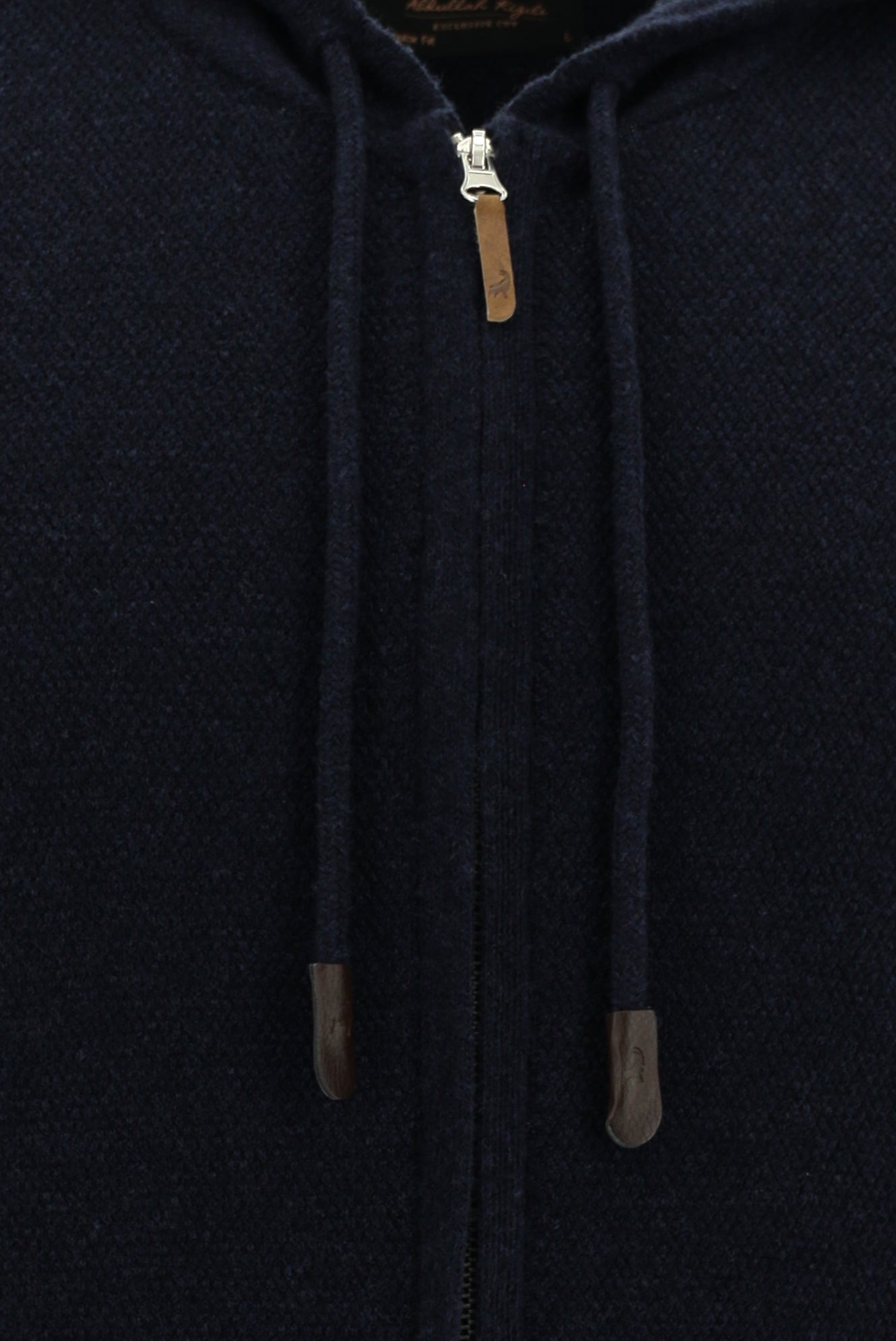 Koyu Lacivert Kapüşonlu Fermuarlı Yünlü Triko Hırka