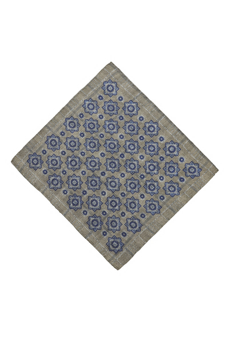 Orta Bej Desenli Çift Taraflı Mendil