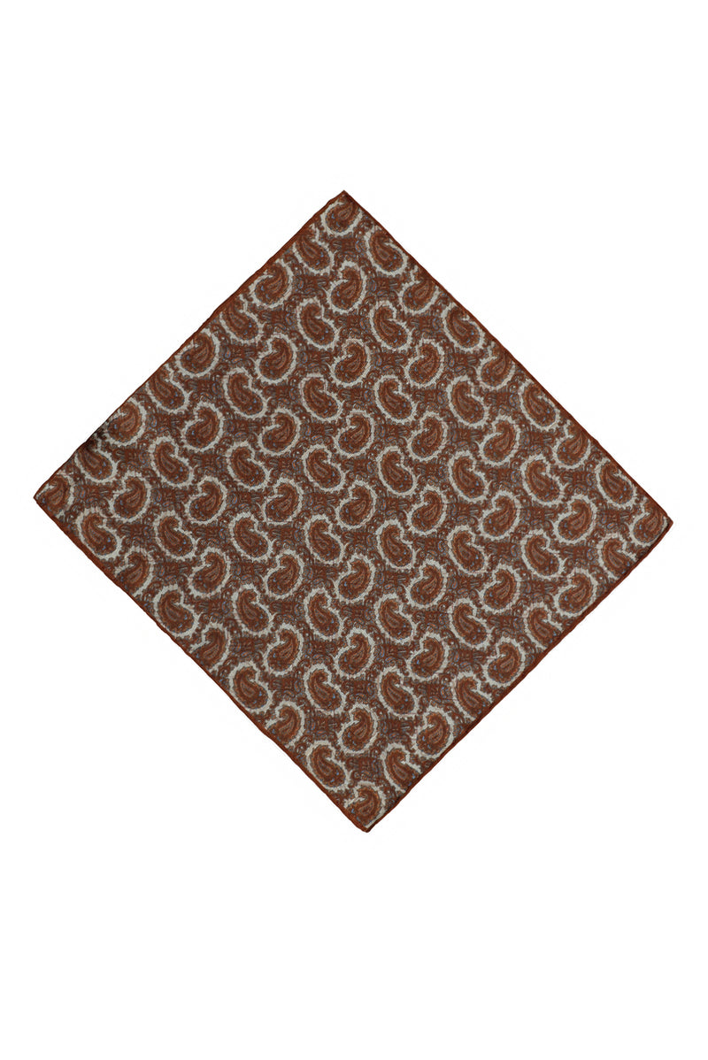 Orta Turuncu Desenli Çift Taraflı Mendil