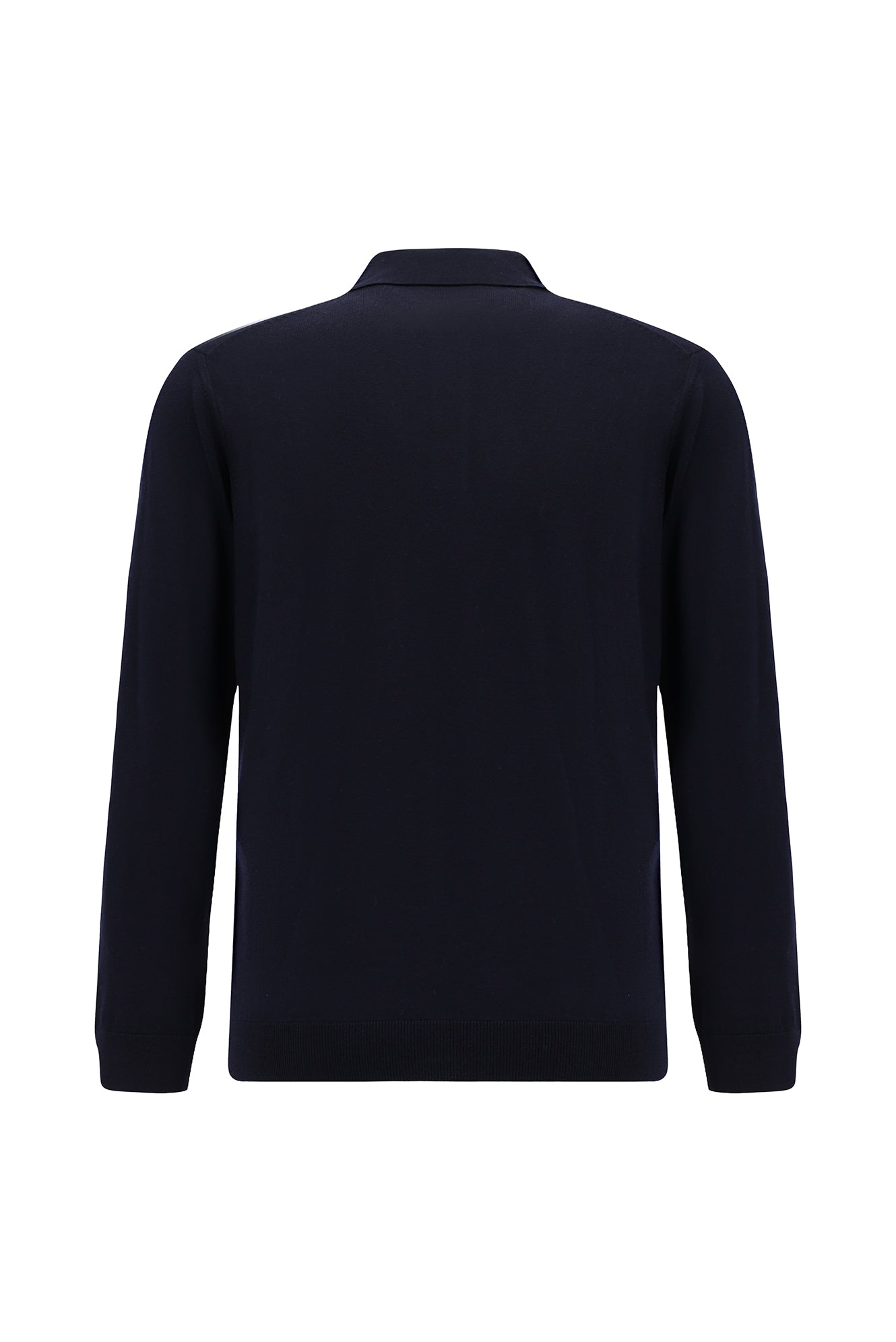 Koyu Lacivert Polo Yaka Regular Fit Yün Triko Kazak