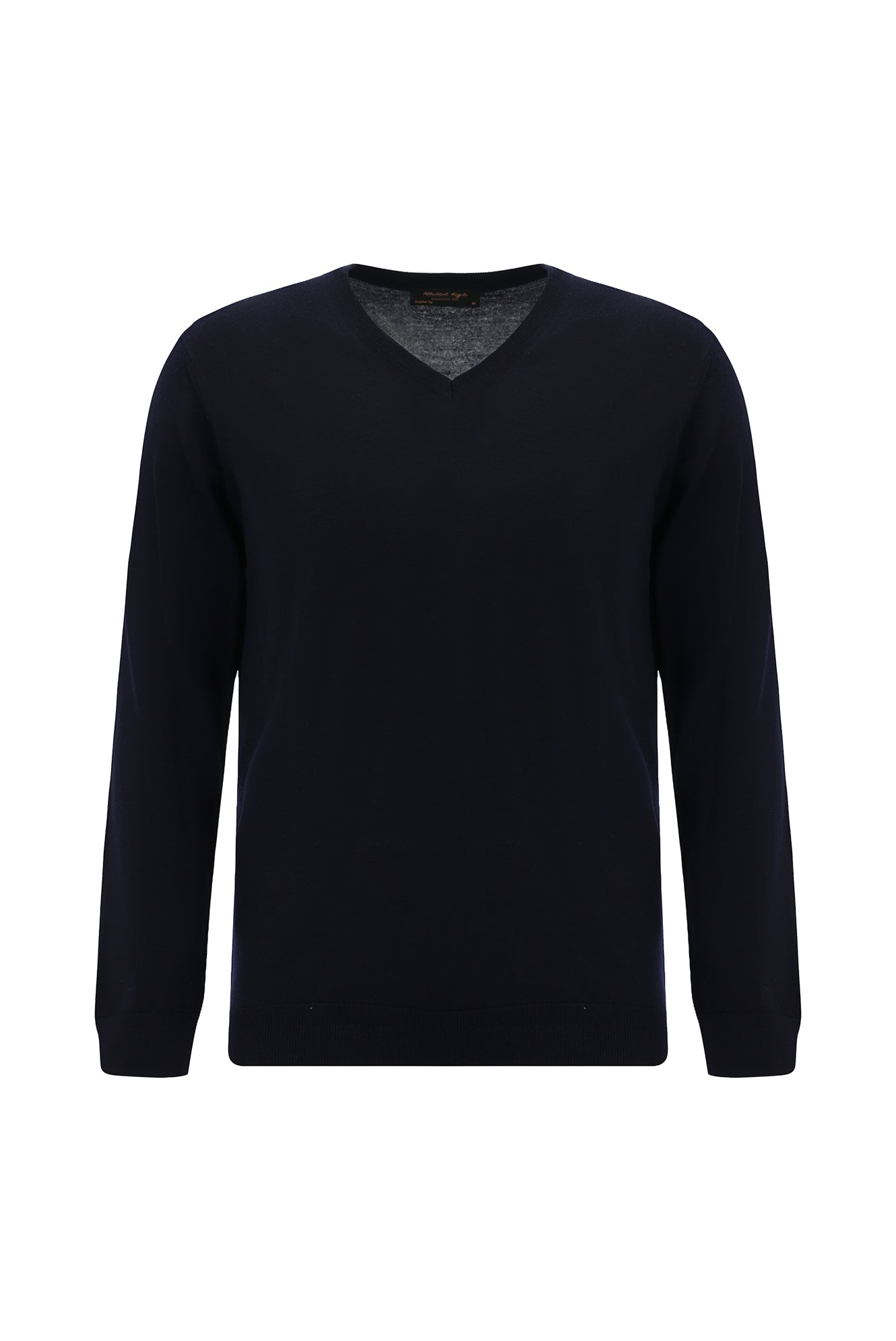 Koyu Lacivert V Yaka Regular Fit Yün Triko Kazak