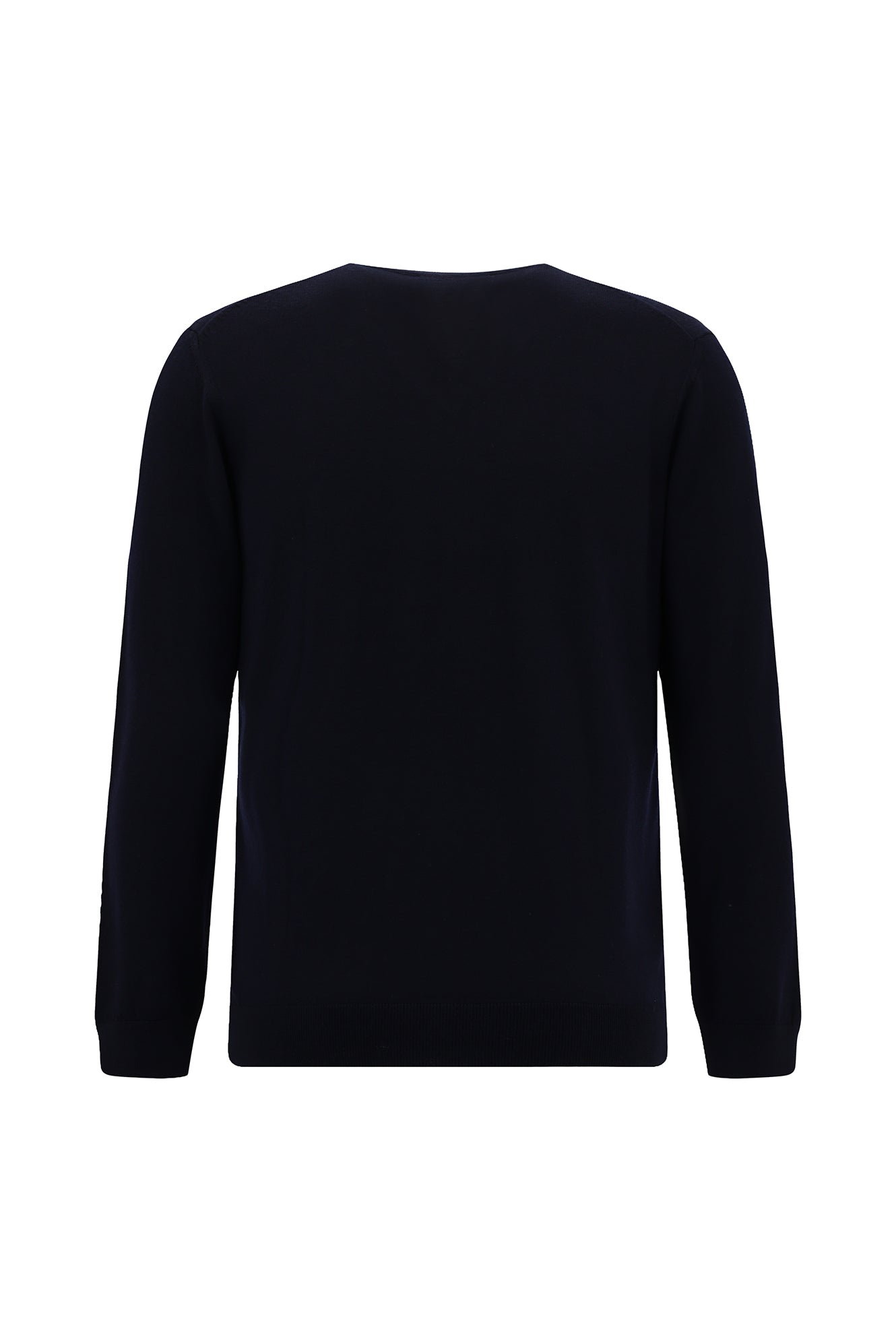 Koyu Lacivert V Yaka Regular Fit Yün Triko Kazak