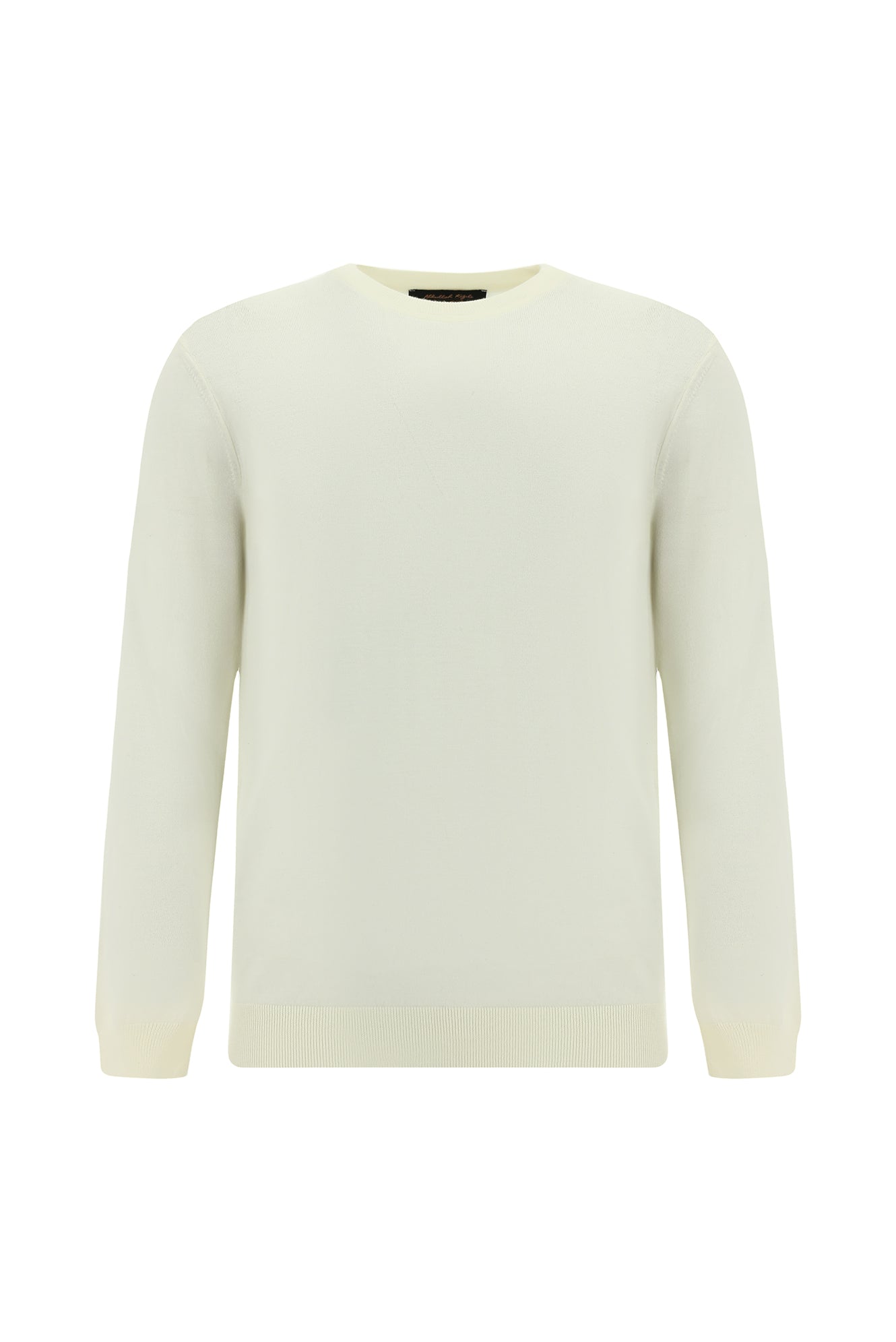 Kırık Beyaz Bisiklet Yaka Regular Fit Yün Triko Kazak