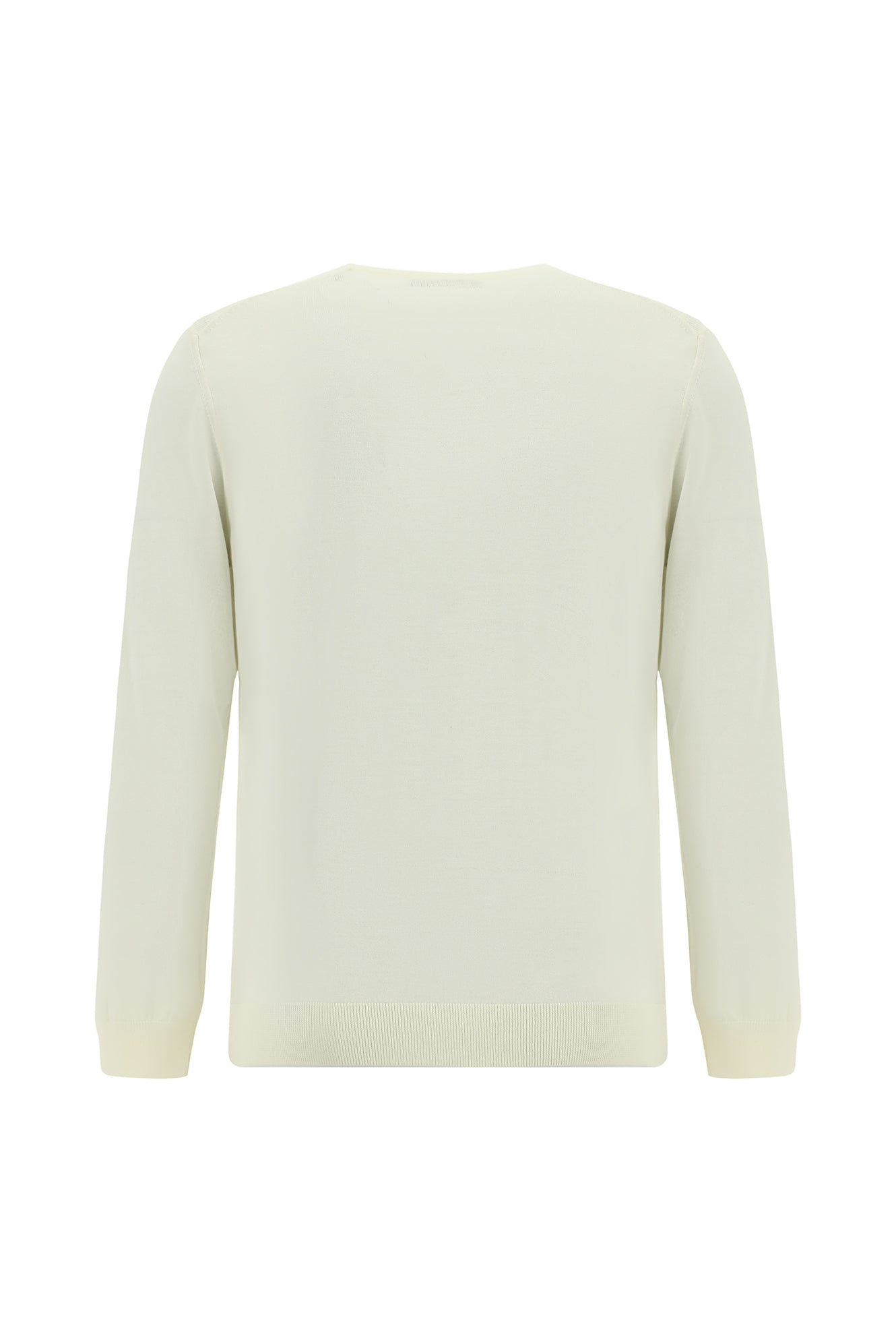 Kırık Beyaz Bisiklet Yaka Regular Fit Yün Triko Kazak