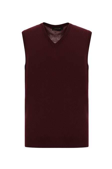 Koyu Bordo Regular Fit Düz Yün Süveter