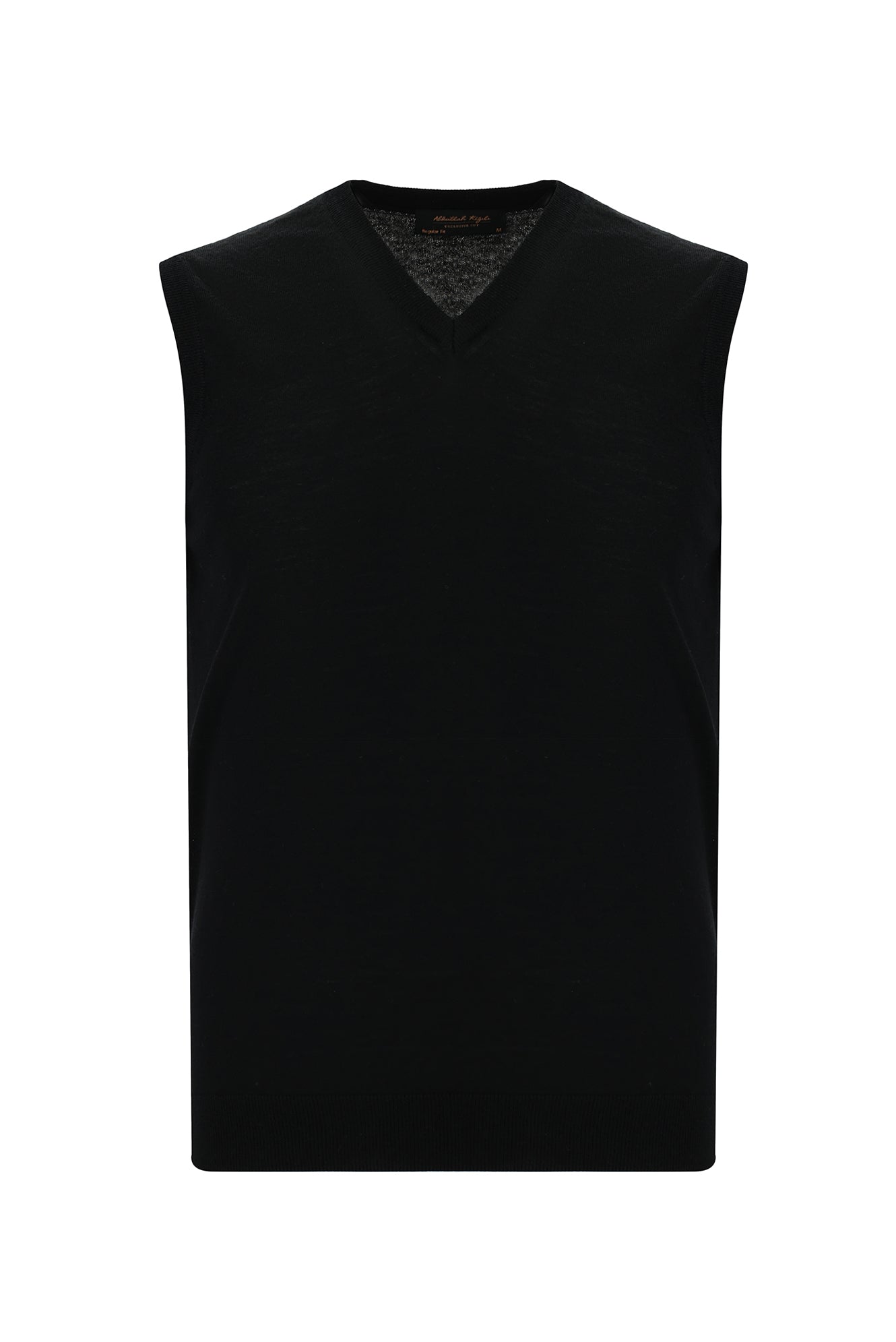 Siyah V Yaka Yünlü Kaşmirli Triko Süveter