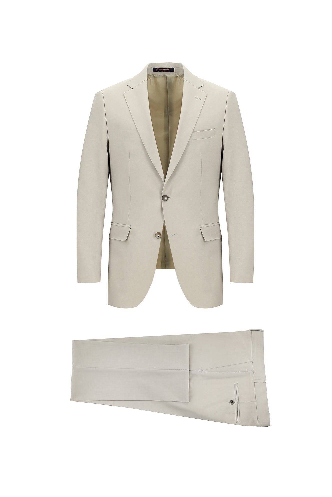 Orta Bej Regular Fit Yünlü Klasik Takım Elbise