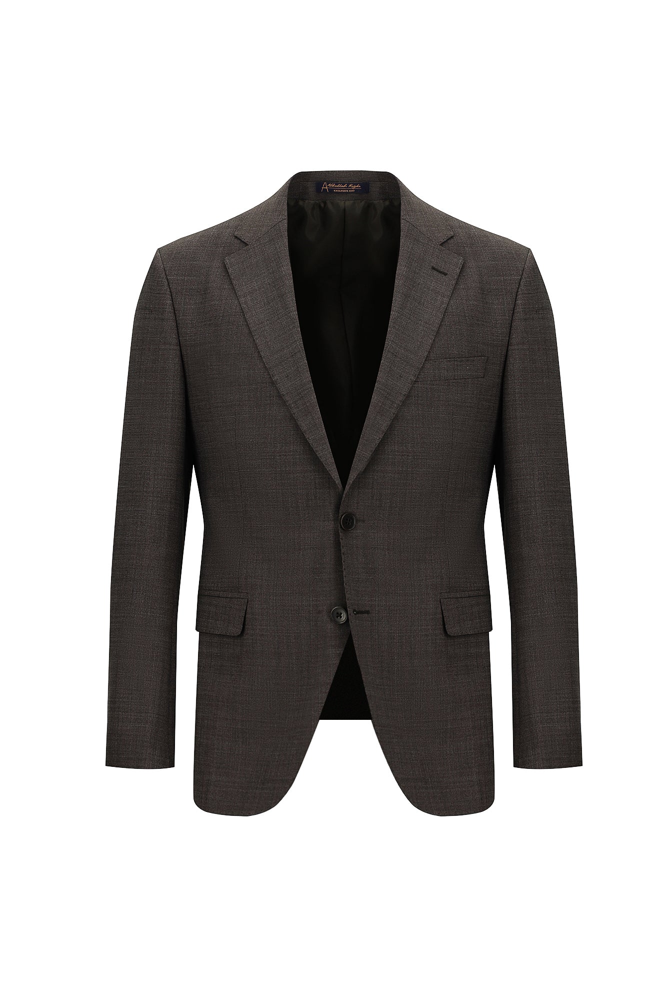 Koyu Kahve Slim Fit Dar Kesim Yünlü Klasik Desenli Takım Elbise