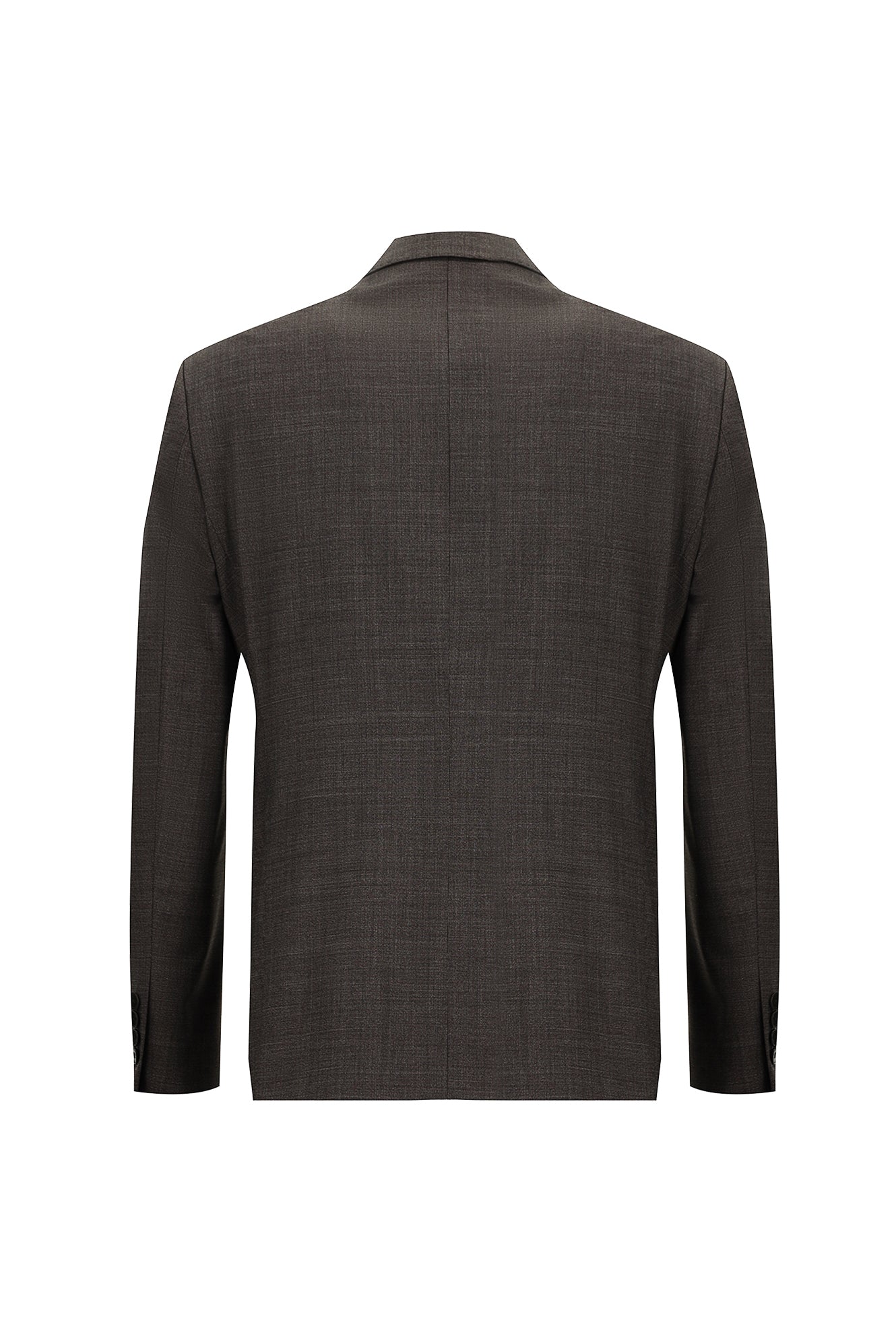 Koyu Kahve Slim Fit Dar Kesim Yünlü Klasik Desenli Takım Elbise