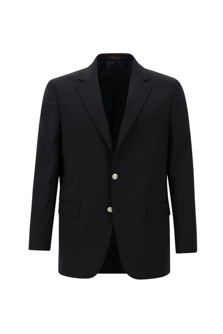 Siyah Lacivert Relaxed Fit Rahat Kesim Yünlü Klasik Blazer Ceket