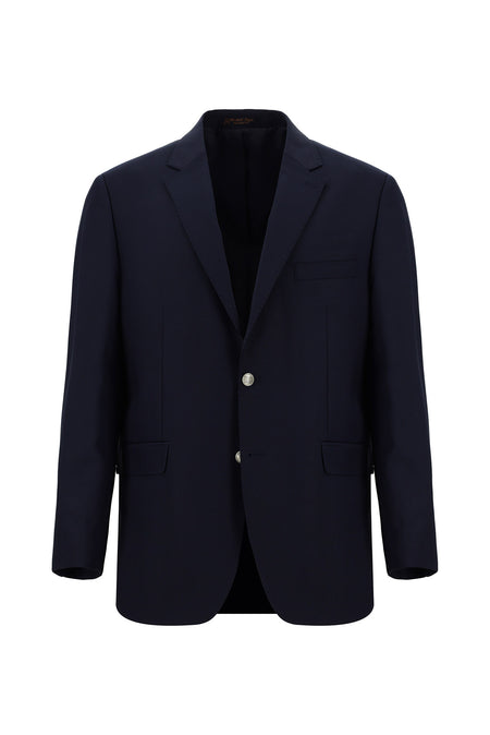 Koyu Lacivert Relaxed Fit Rahat Kesim Yünlü Klasik Blazer Ceket