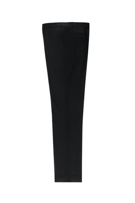 Siyah Slim Fit Dar Kesim Yünlü Klasik Kumaş Pantolon