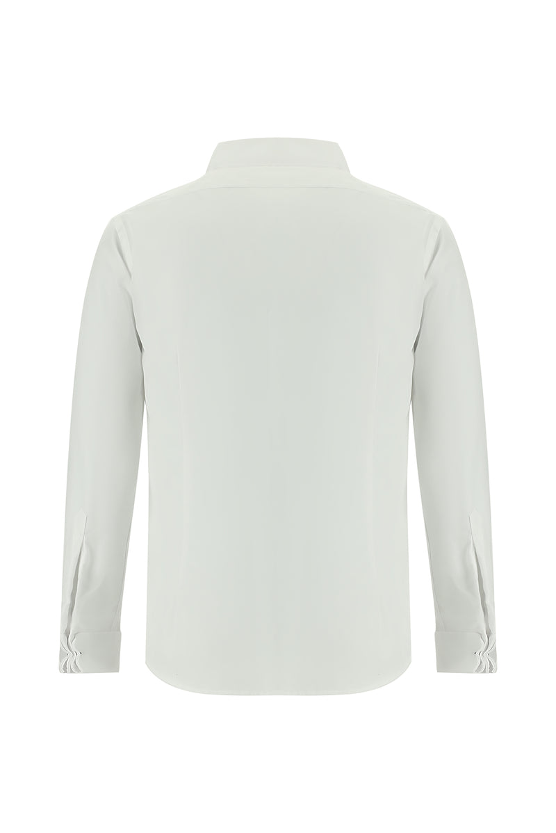 Beyaz Ata Yaka Slim Fit Dar Kesim Pamuk Gömlek