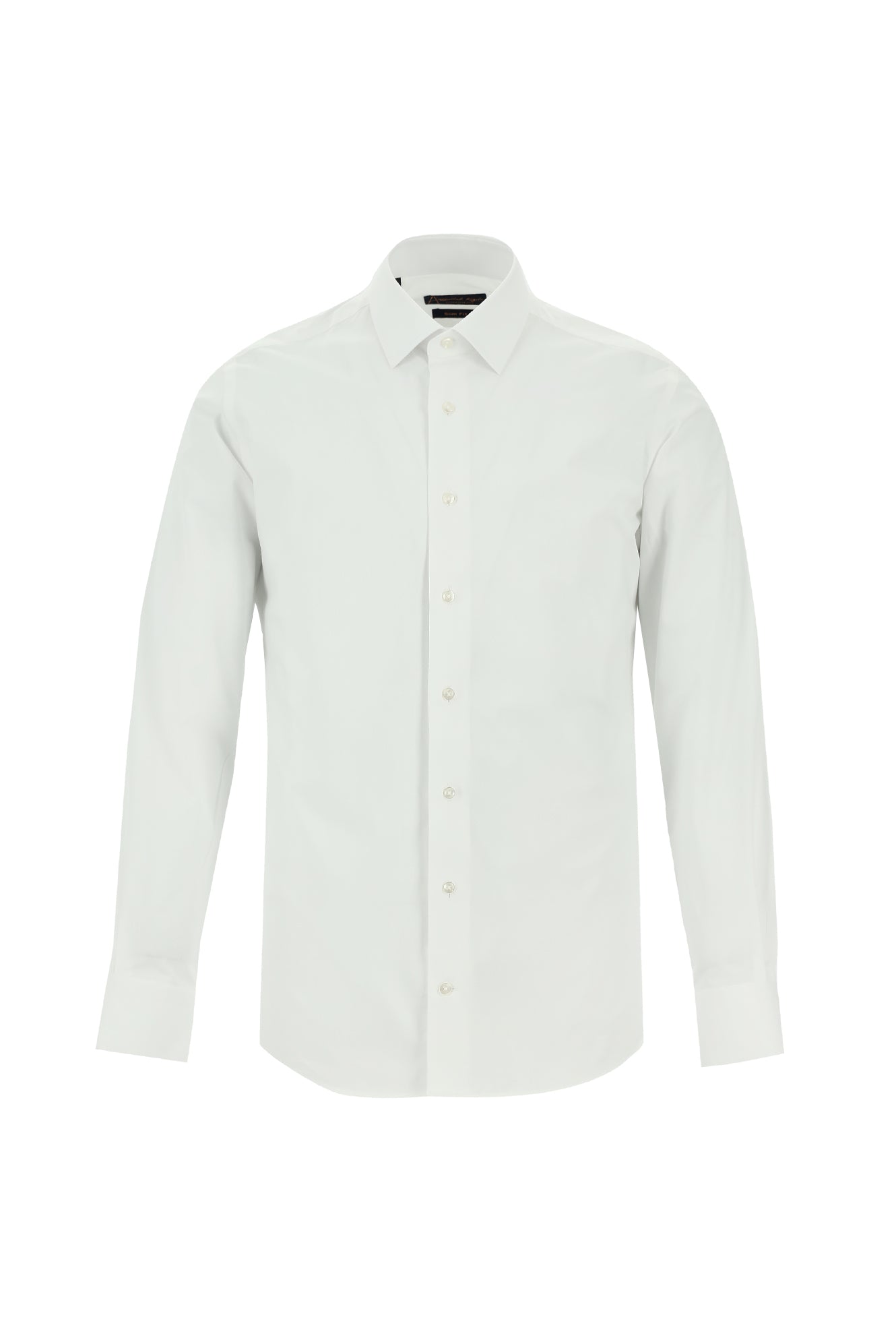 Beyaz Uzun Kol Slim Fit Dar Kesim Desenli Klasik Pamuk Gömlek