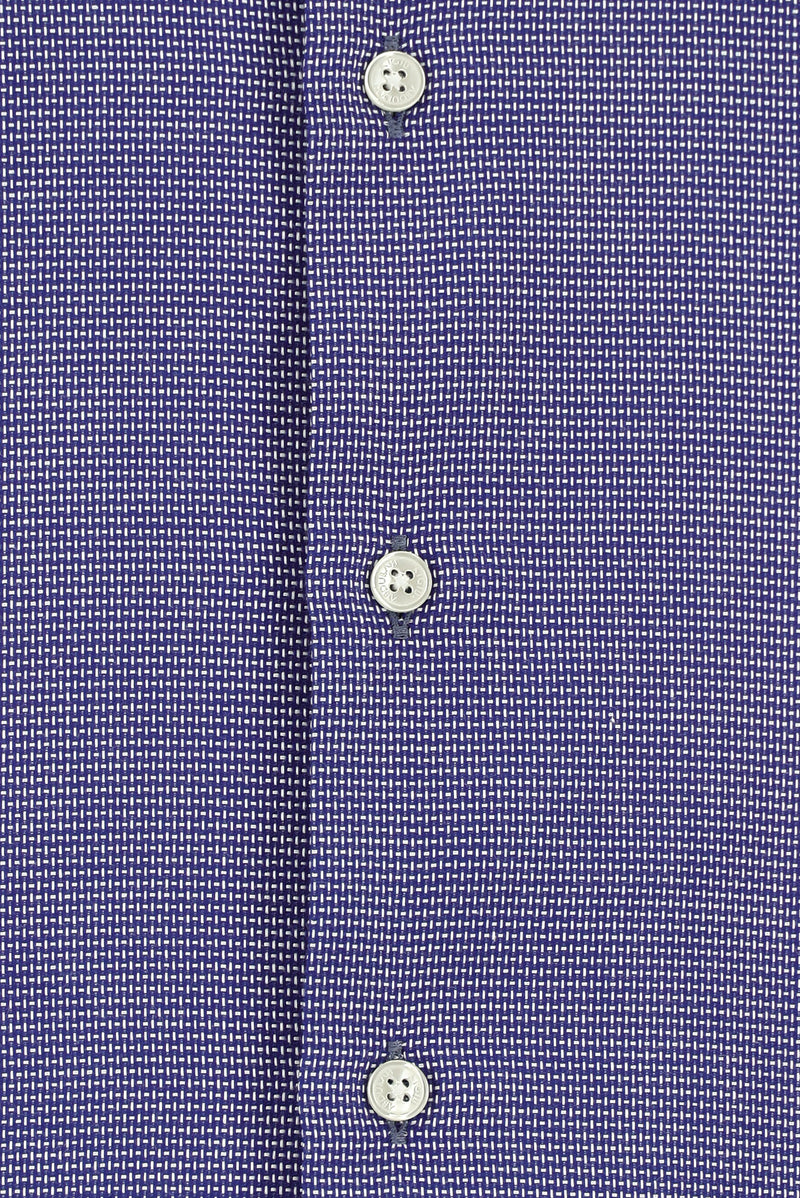 Mavi Uzun Kol Slim Fit Dar Kesim Desenli Pamuk Gömlek