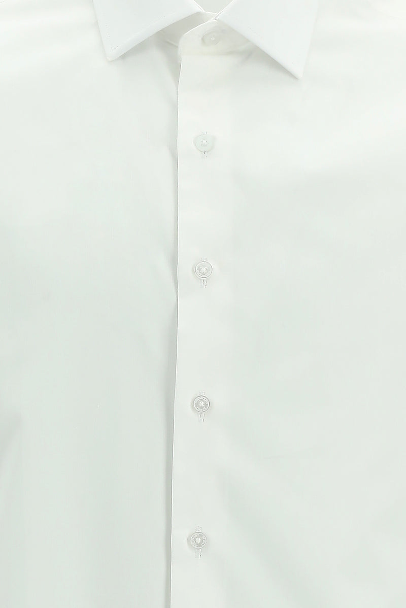 Beyaz Uzun Kol Slim Fit Dar Kesim Klasik Desenli Pamuk Gömlek