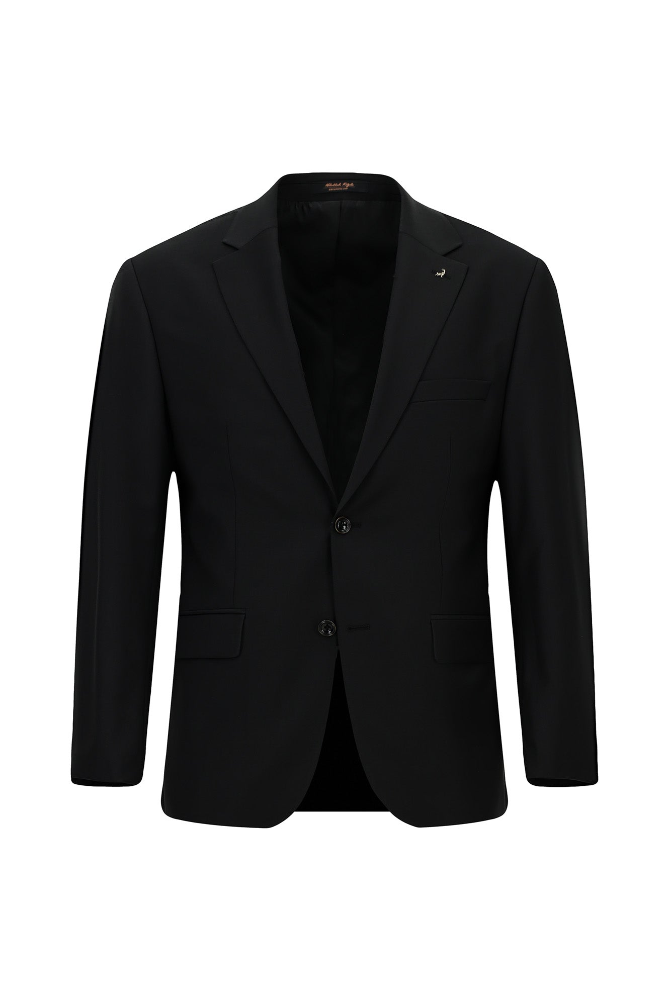 Siyah Regular Fit Mono Yaka Kombinli Yünlü Takım Elbise