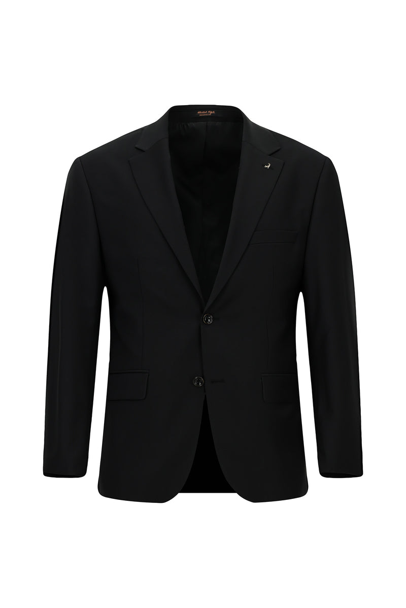 Siyah Regular Fit Mono Yaka Kombinli Yünlü Takım Elbise