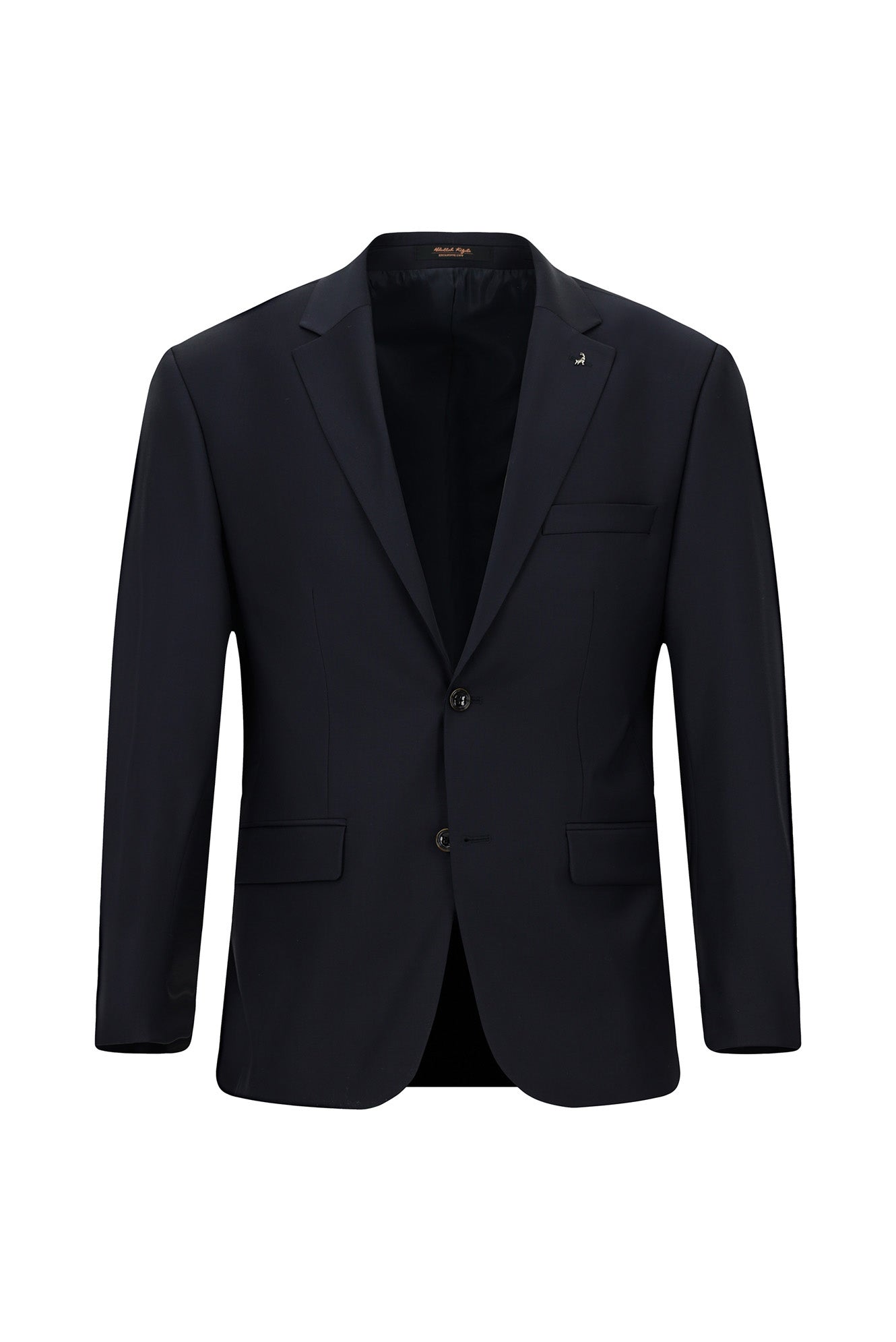 Koyu Lacivert Regular Fit Mono Yaka Kombinli Yünlü Takım Elbise