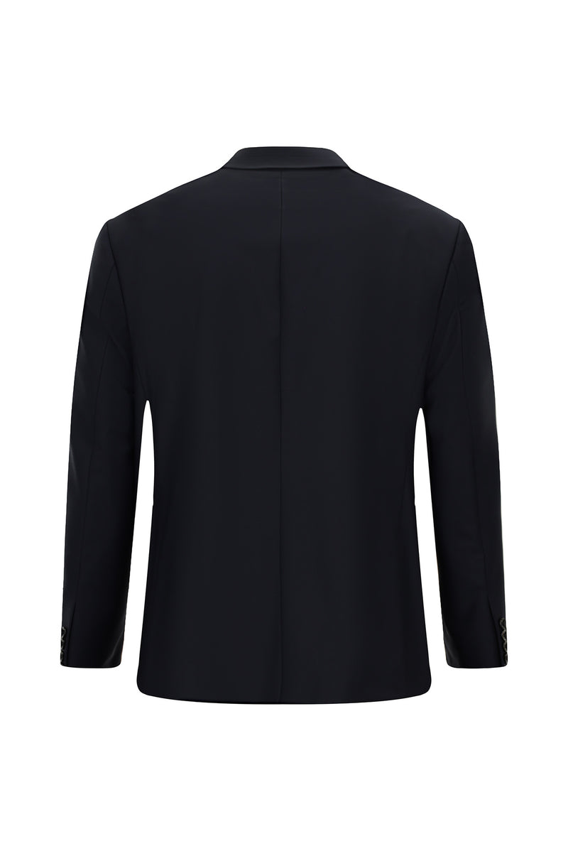 Koyu Lacivert Regular Fit Mono Yaka Kombinli Yünlü Takım Elbise