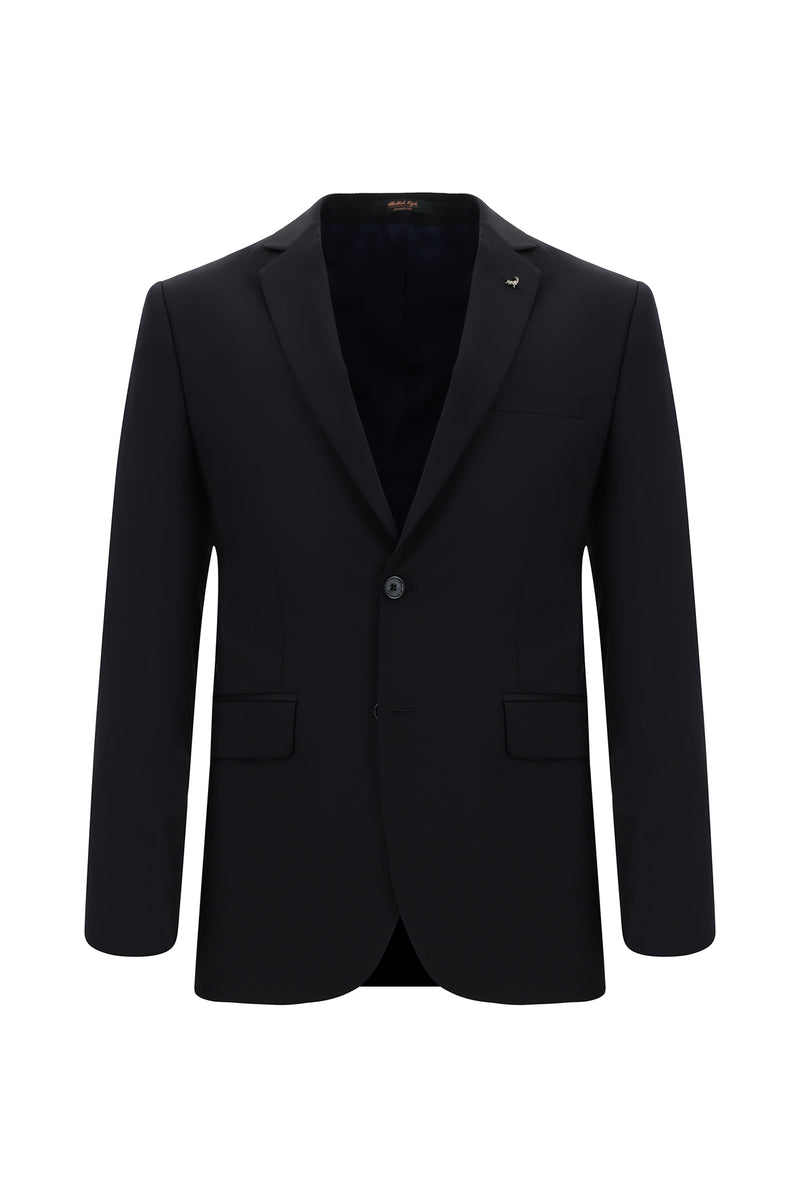Koyu Lacivert Super Slim Fit Ekstra Dar Kesim Klasik Yün Takım Elbise