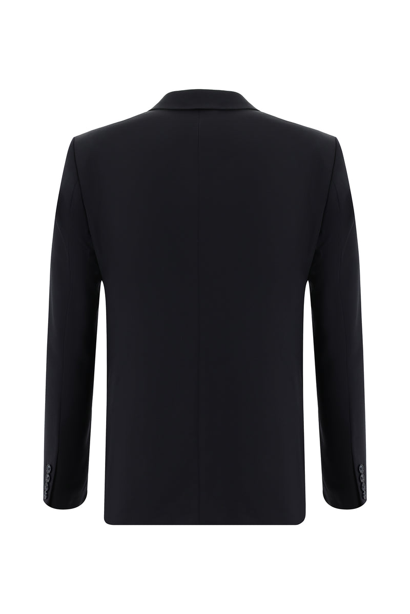 Koyu Lacivert Super Slim Fit Ekstra Dar Kesim Klasik Yün Takım Elbise