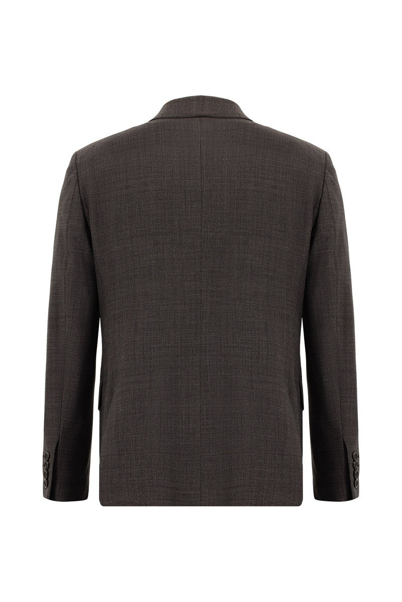 Acı Kahve Slim Fit Dar Kesim Yünlü Klasik Takım Elbise