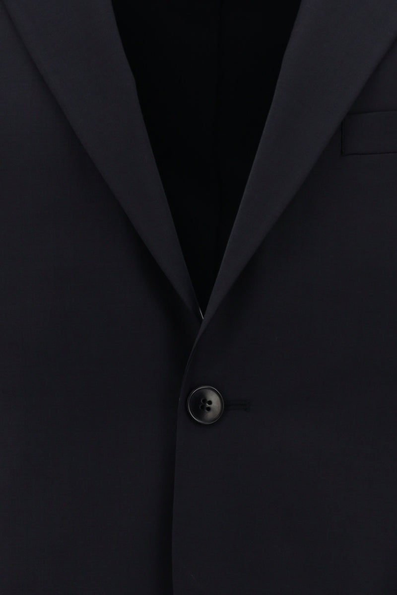 Koyu Lacivert Slim Fit Dar Kesim Yünlü Klasik Takım Elbise