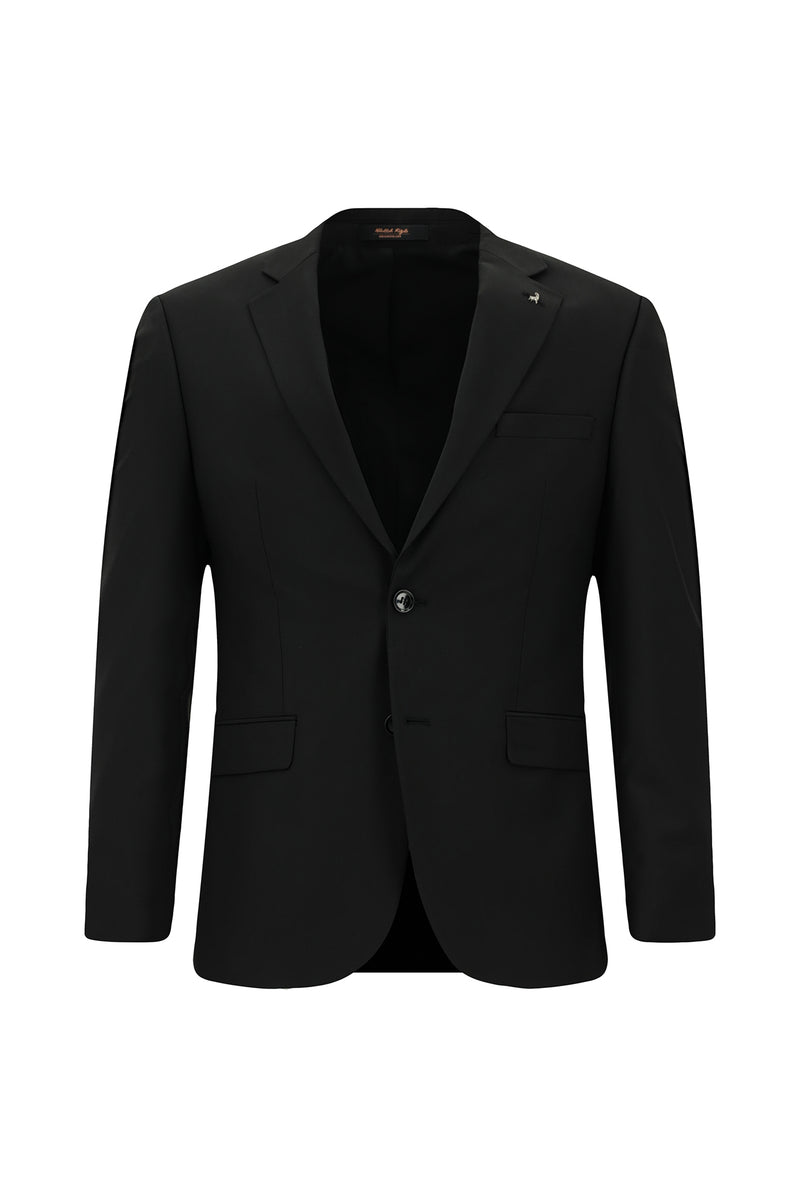 Siyah Regular Fit Yünlü Klasik Takım Elbise