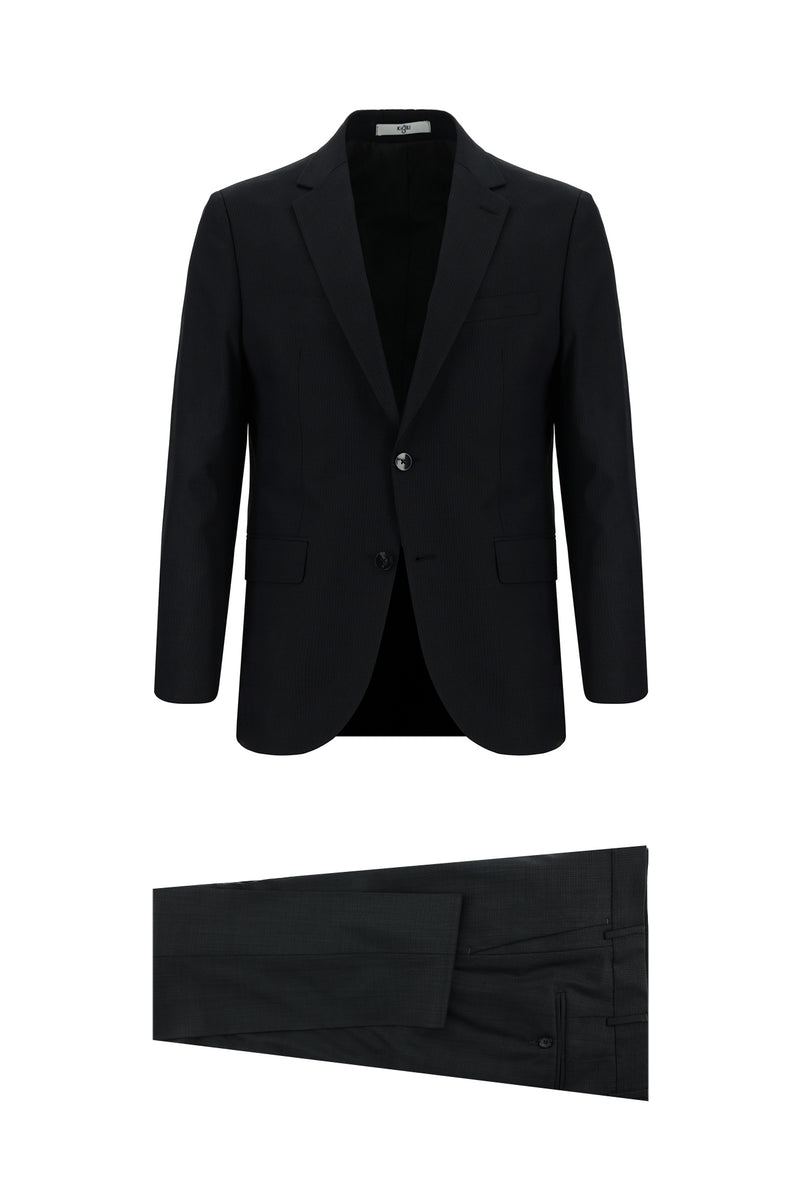 Orta Antrasit Super Slim Fit Ekstra Dar Kesim Yünlü Klasik Takım Elbise