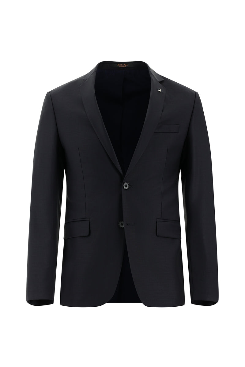 Siyah Lacivert Super Slim Fit Ekstra Dar Kesim Yünlü Klasik Takım Elbise