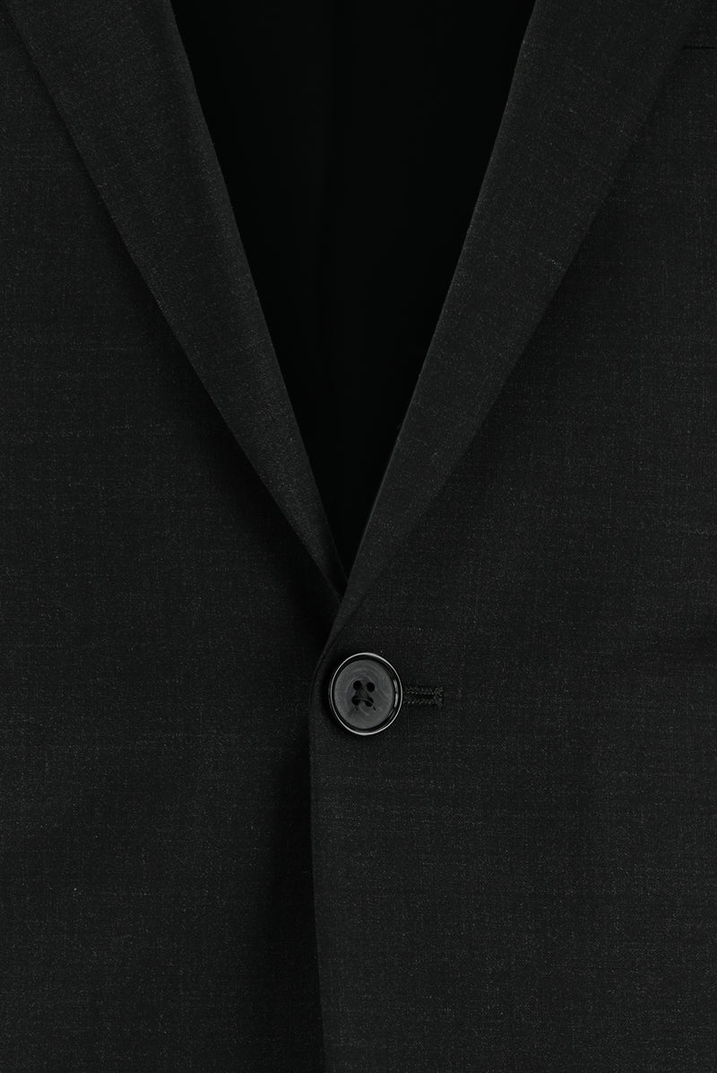 Koyu Antrasit Super Slim Fit Ekstra Dar Kesim Yünlü Klasik Takım Elbise