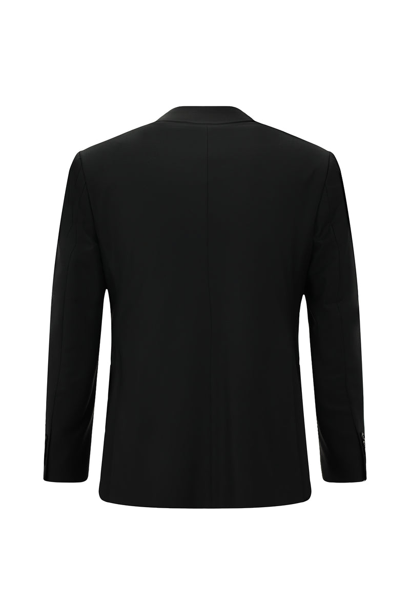 Siyah Regular Fit Yünlü Klasik Takım Elbise