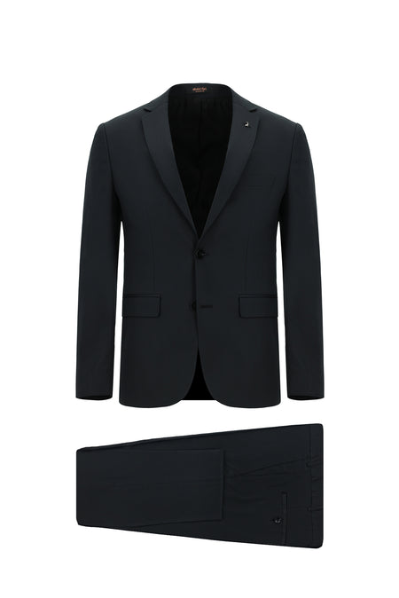 Siyah Super Slim Fit Ekstra Dar Kesim Lyocell Karışımlı Klasik Takım Elbise
