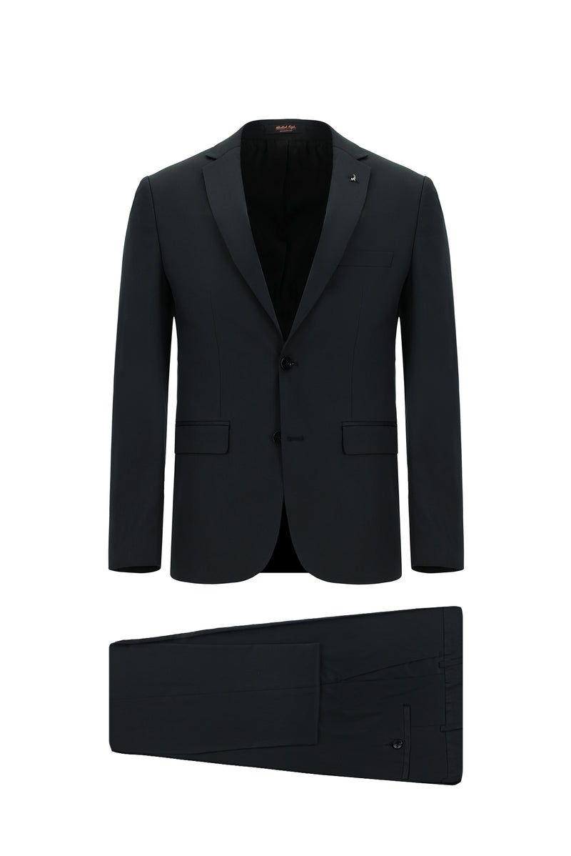 Siyah Super Slim Fit Ekstra Dar Kesim Lyocell Karışımlı Klasik Takım Elbise